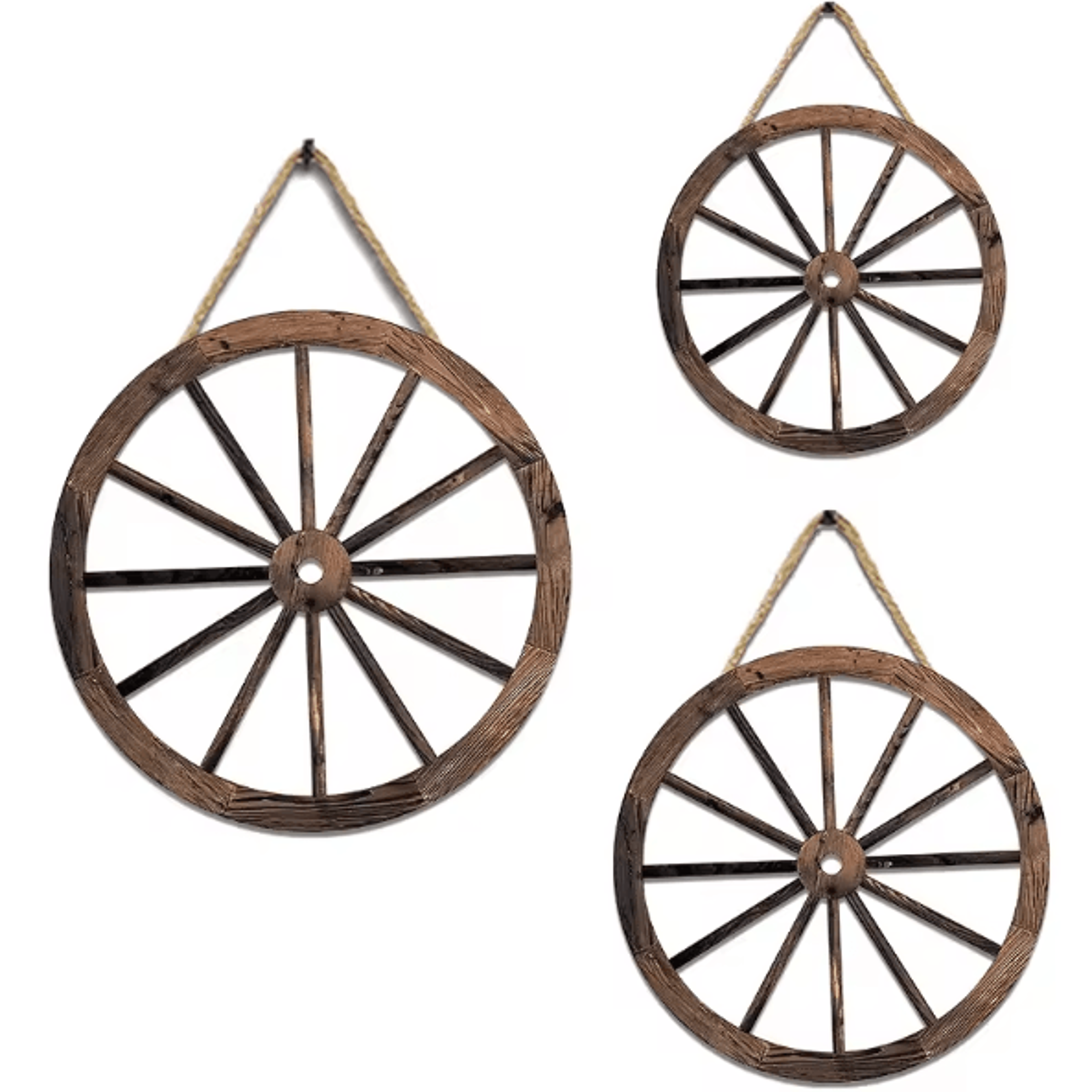 vintage rustic wooden wagon wheel wall decor – old western farmhouse hanging cartwheel