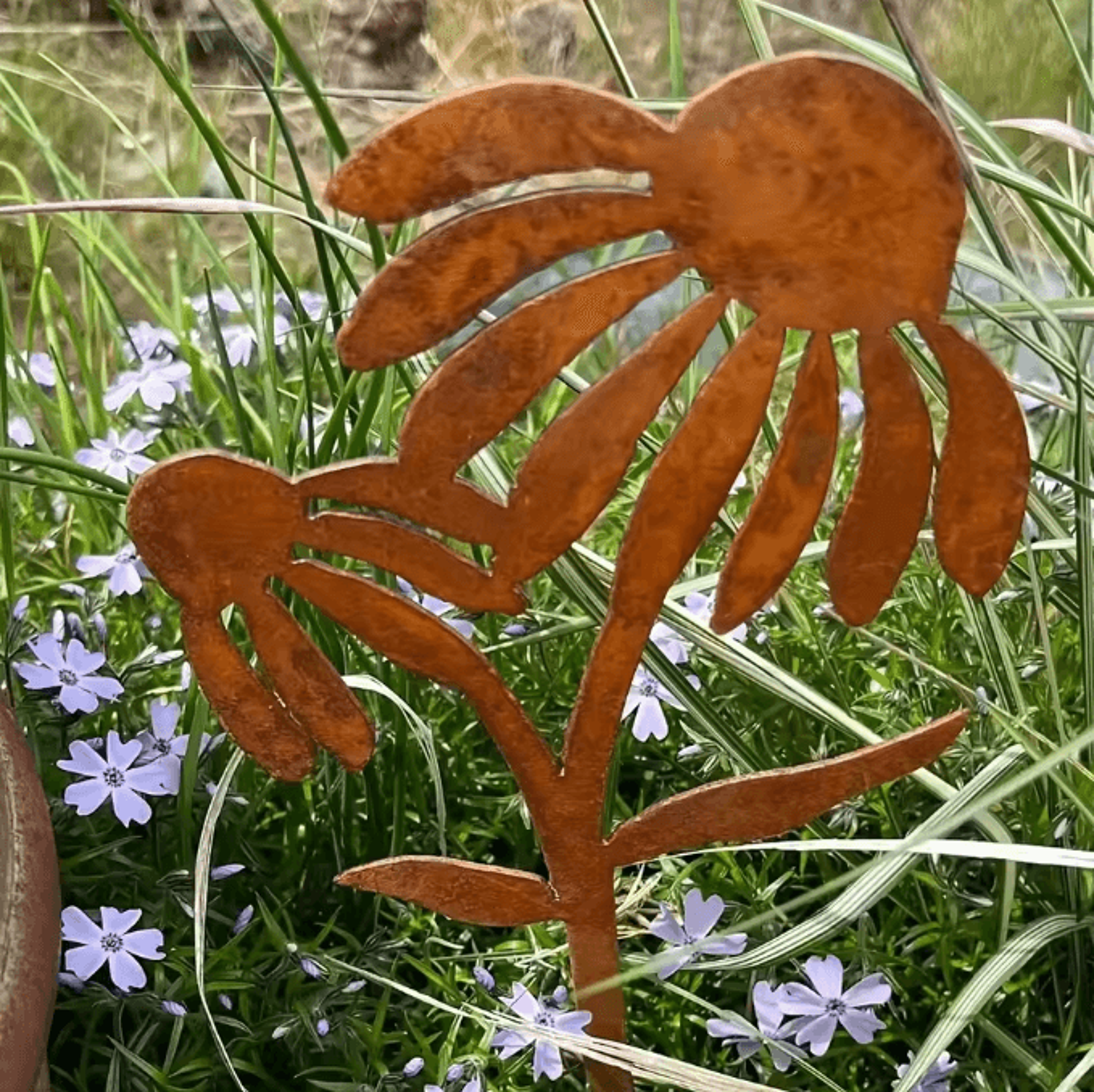 Rustic Metal Rabbit Garden Stake  Adorable Bunny Silhouette Outdoor Yard Art For Farmhouse Decor 1