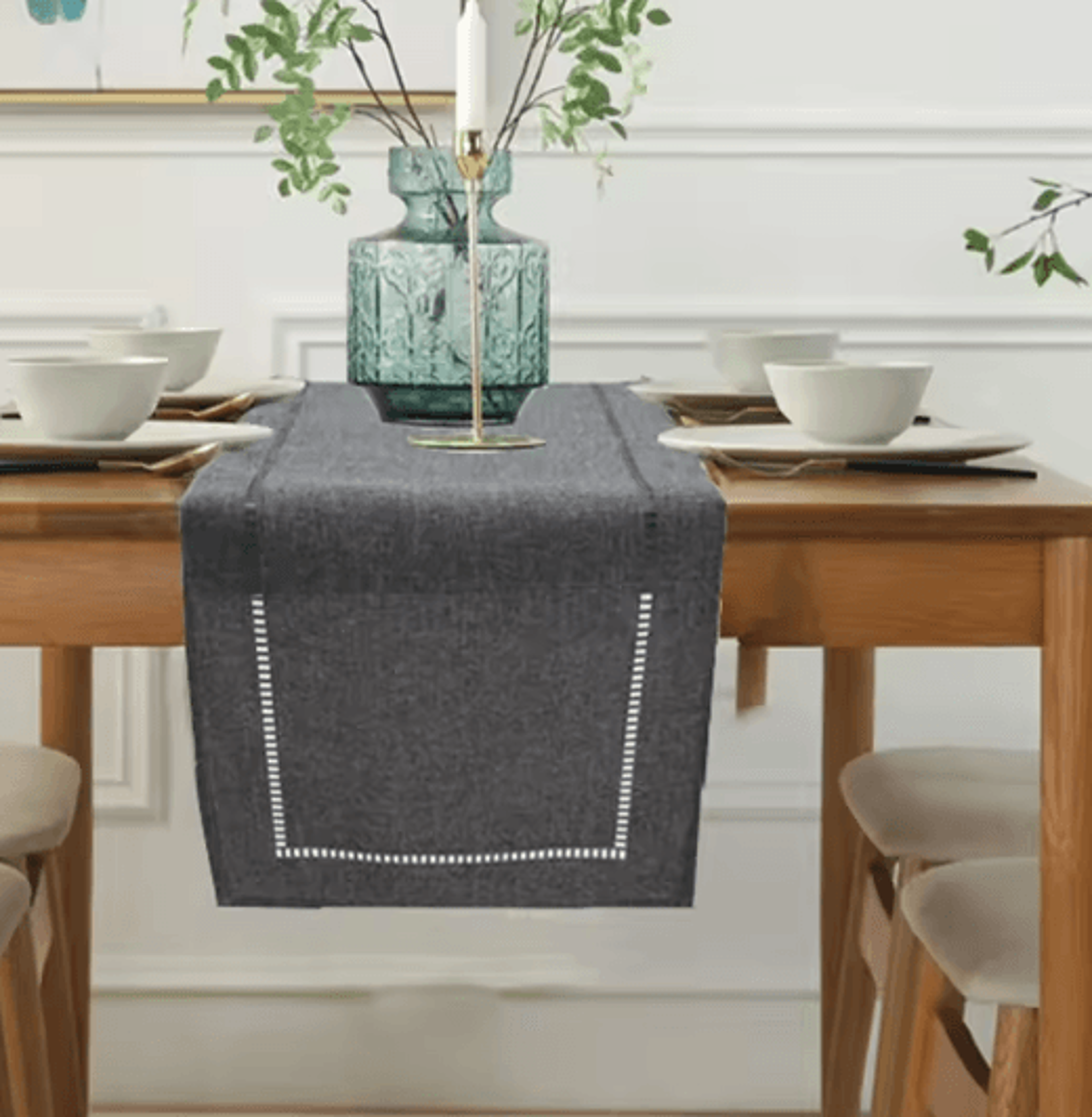 Basic Linen Table Runner  Minimalist Neutral Dining Decor 0
