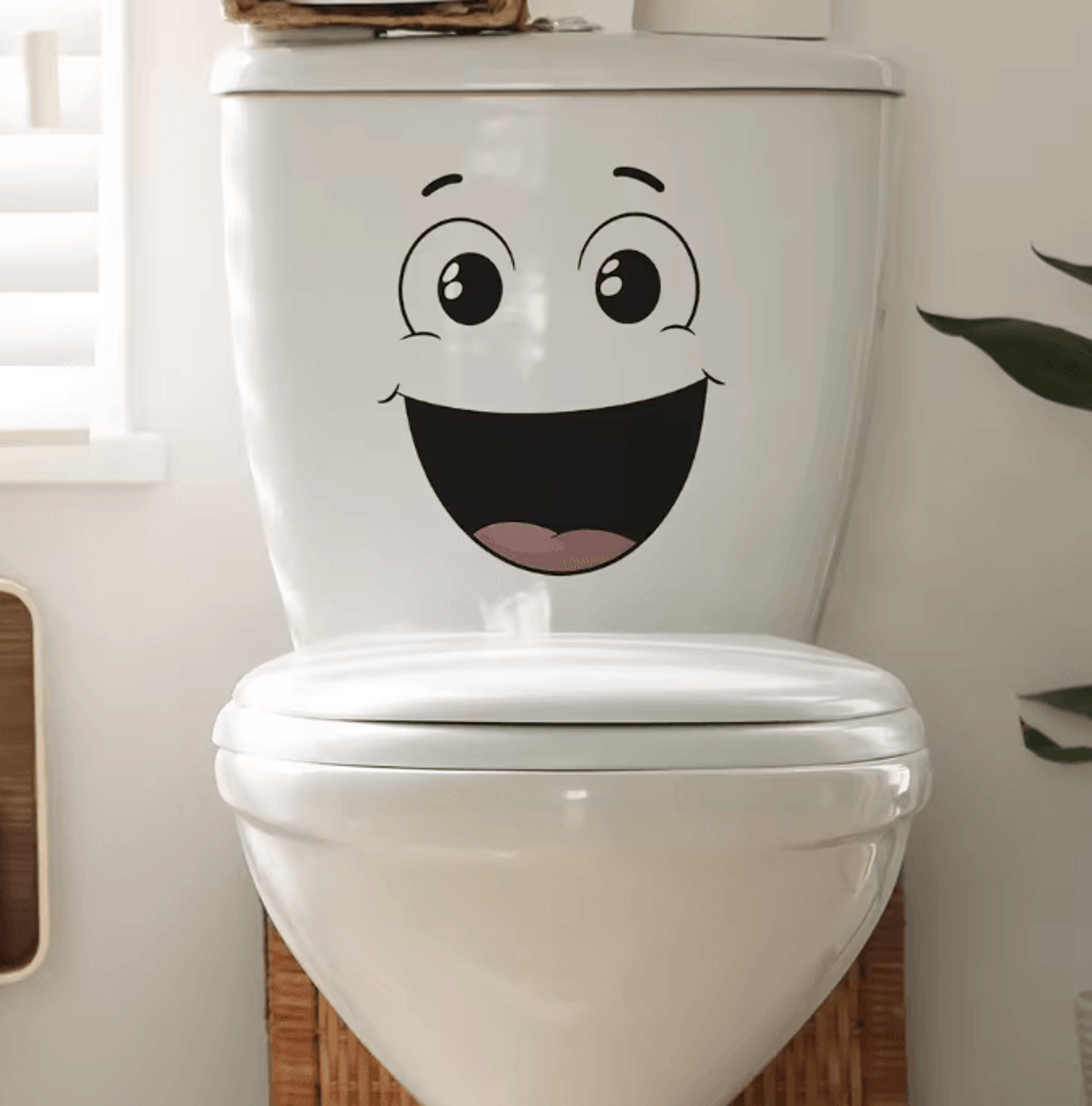 Funny Smiley Face Wall Sticker  Cartoon SelfAdhesive Bathroom Decor 2
