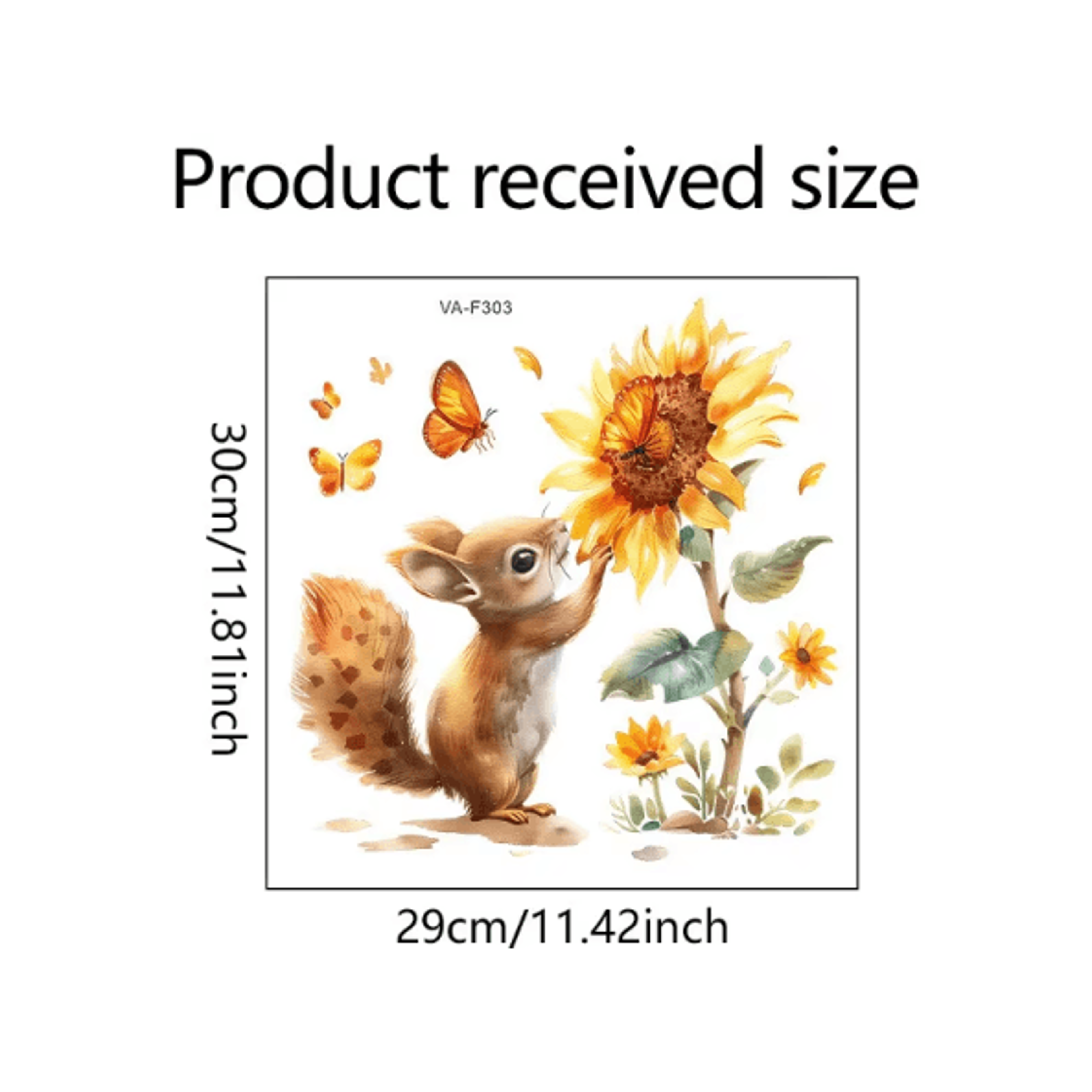 Watercolor Squirrel  Sunflower Wall Sticker  Rustic Animal Window Vinyl Decal For Home Decor 4