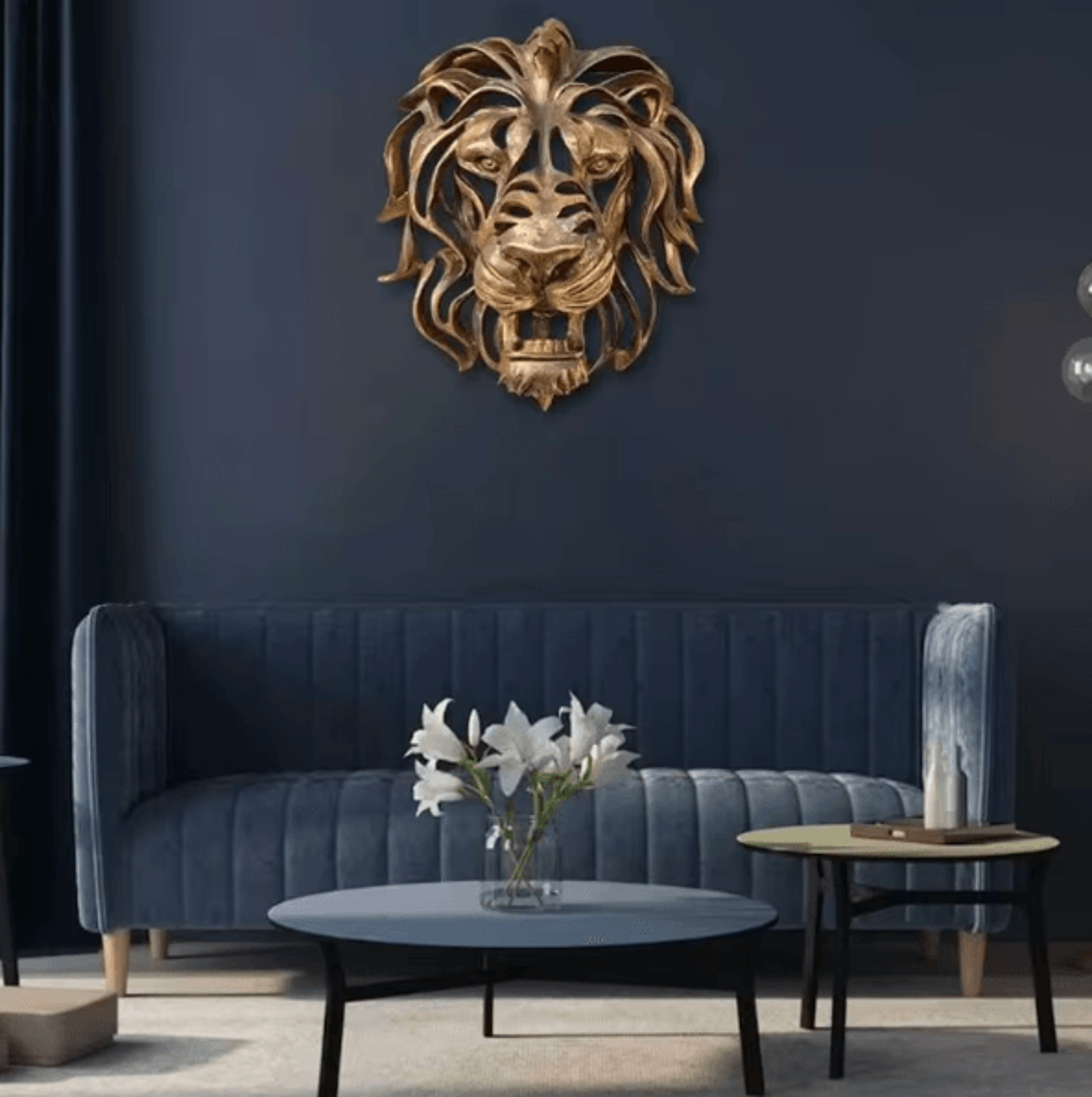 Large Gold Lion Head Wall Sculpture  Luxury Resin Wall Art For Living Room  Bedroom Decor 3