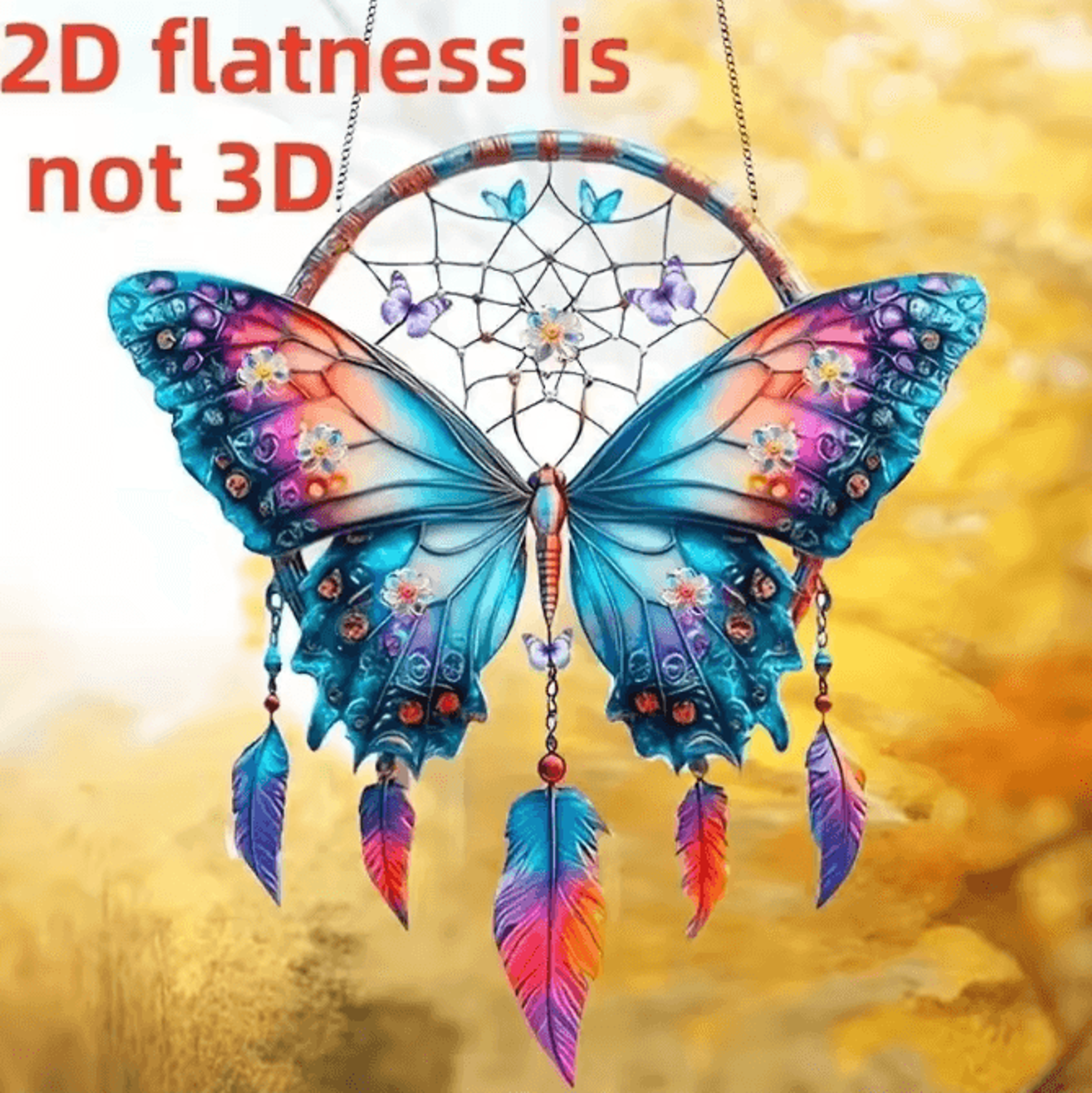 Shiny Butterfly Feather Pendant Decor  Elegant Hanging Ornament For Home  Gifts 2