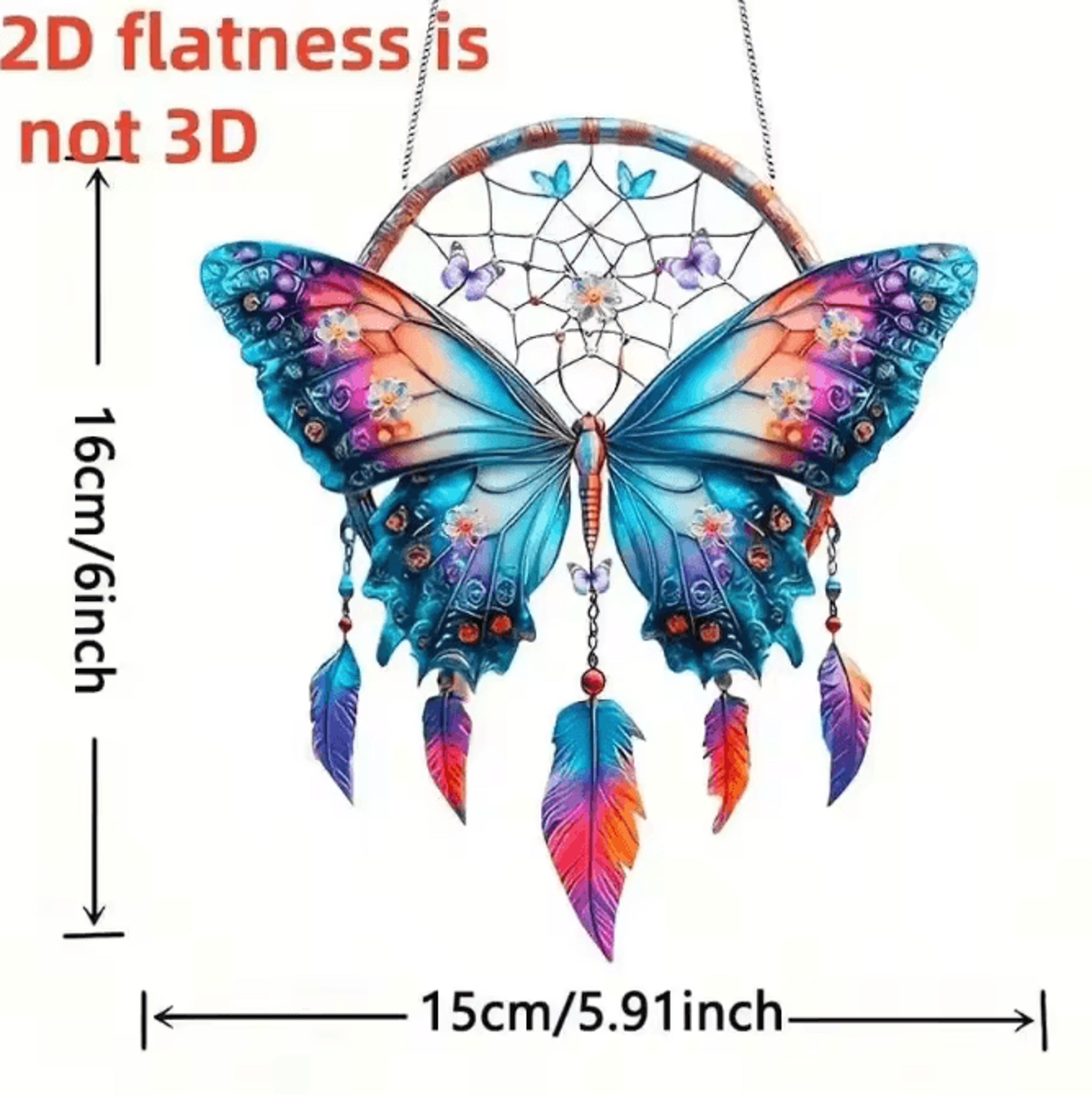 Shiny Butterfly Feather Pendant Decor  Elegant Hanging Ornament For Home  Gifts 5