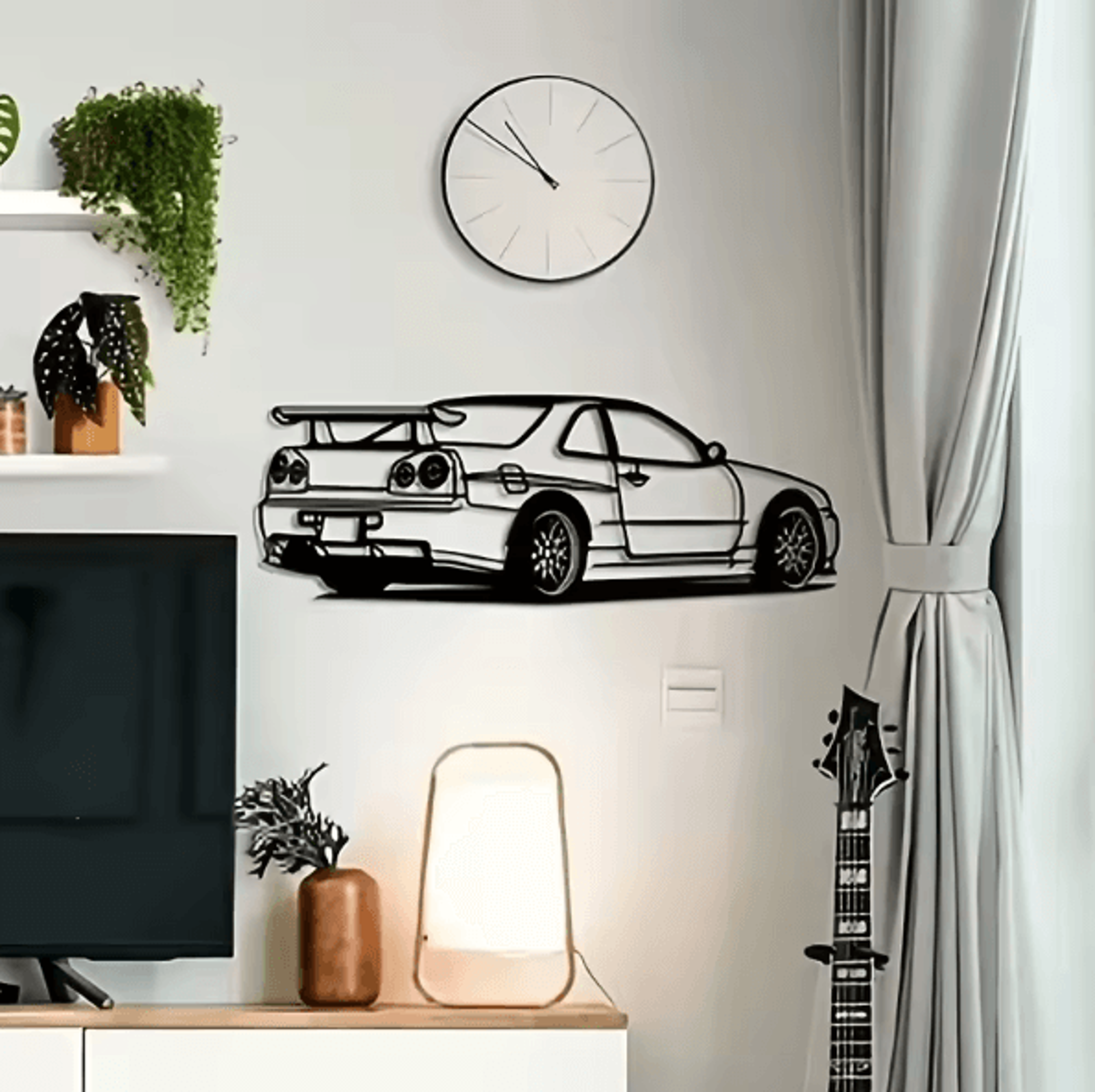 SpeedArt R Model Metal Car Wall Art Automotive Car Silhouette Hanging For Home Office Kids Room Dec 3