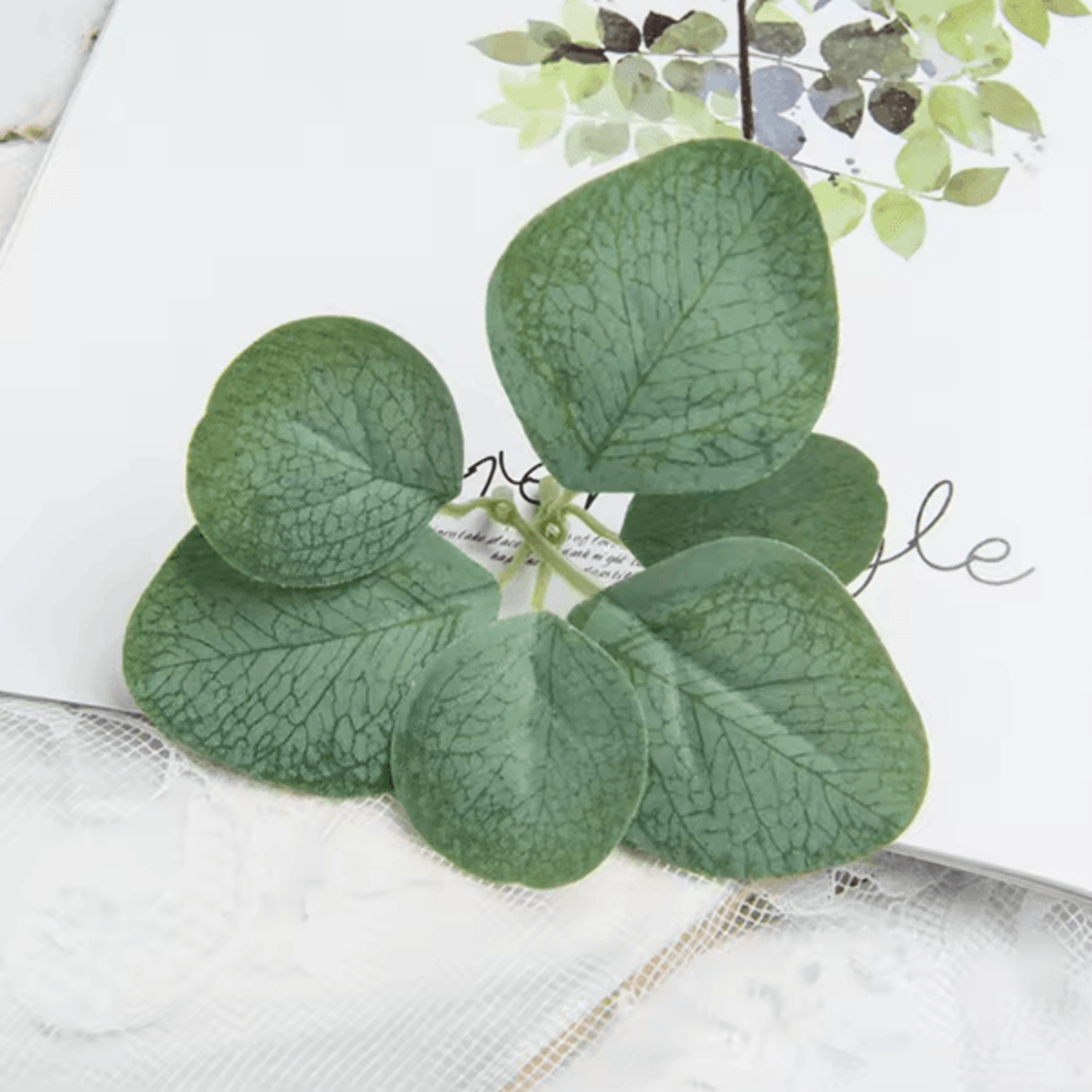 greenluxe 50/100pcs artificial eucalyptus leaves silk greenery diy wedding & home decor