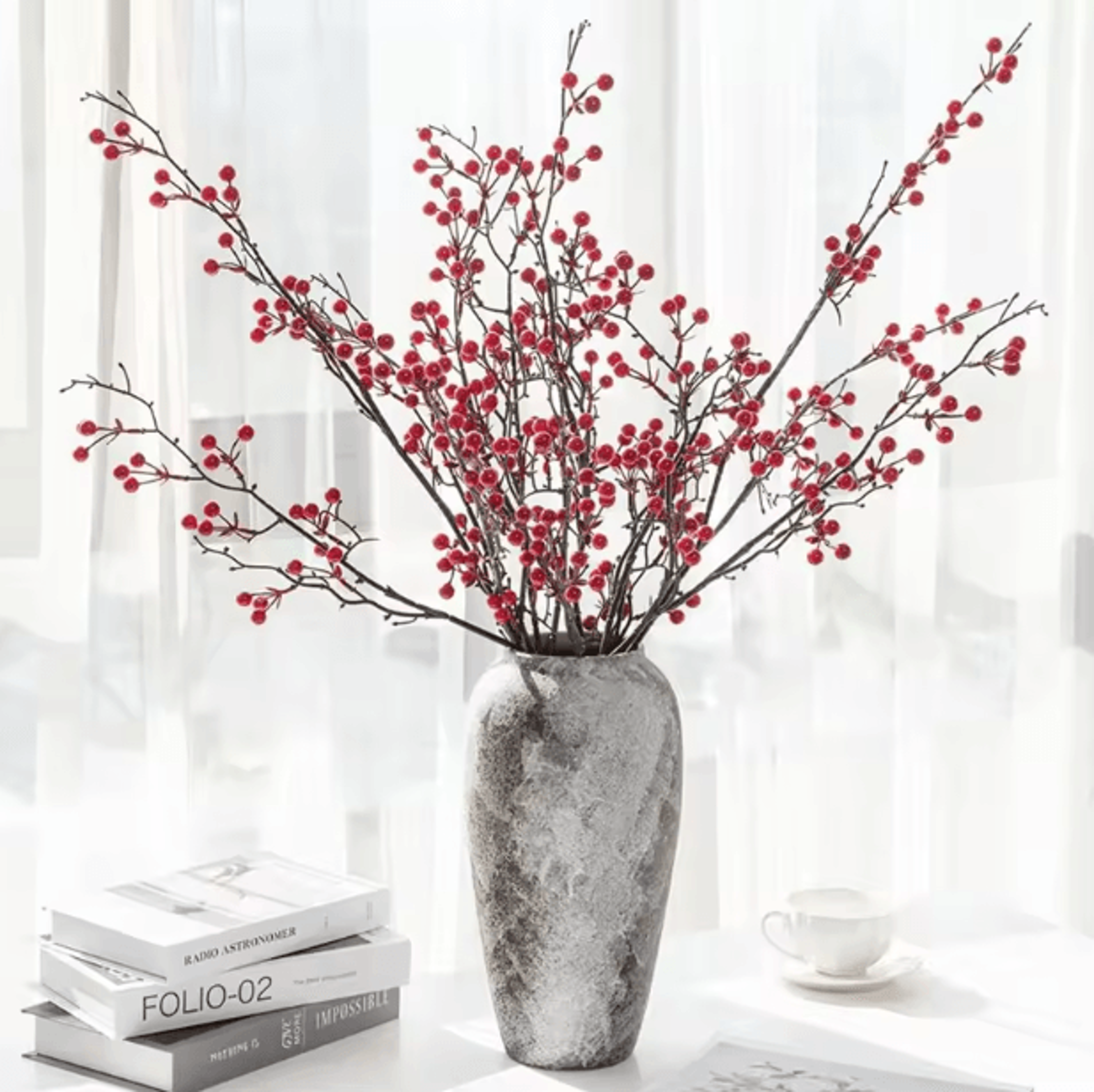 festiveberry artificial holly red berry plant decor for home and party styling