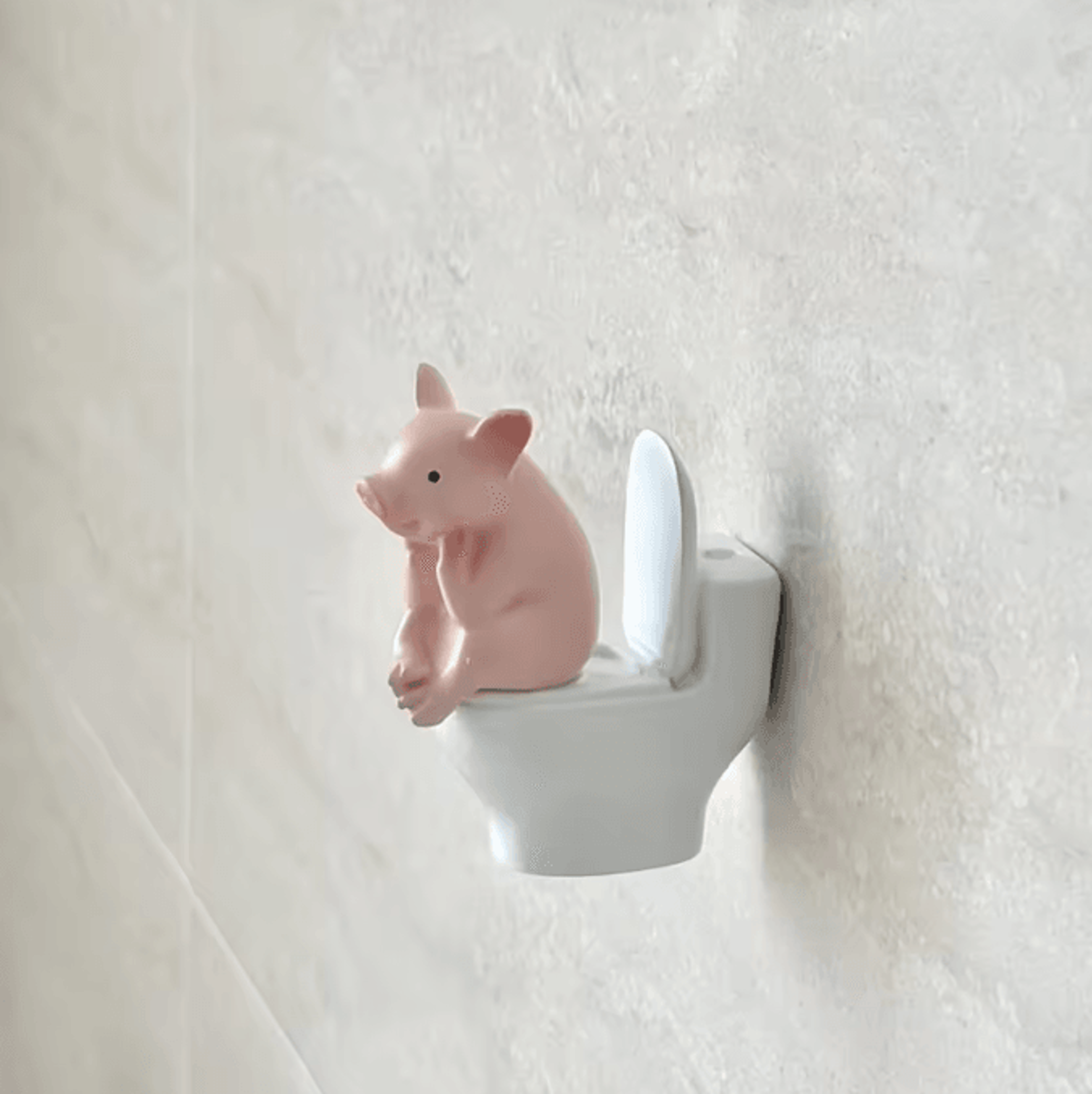 funny pig sitting on toilet statue for bathroom desk and home decor