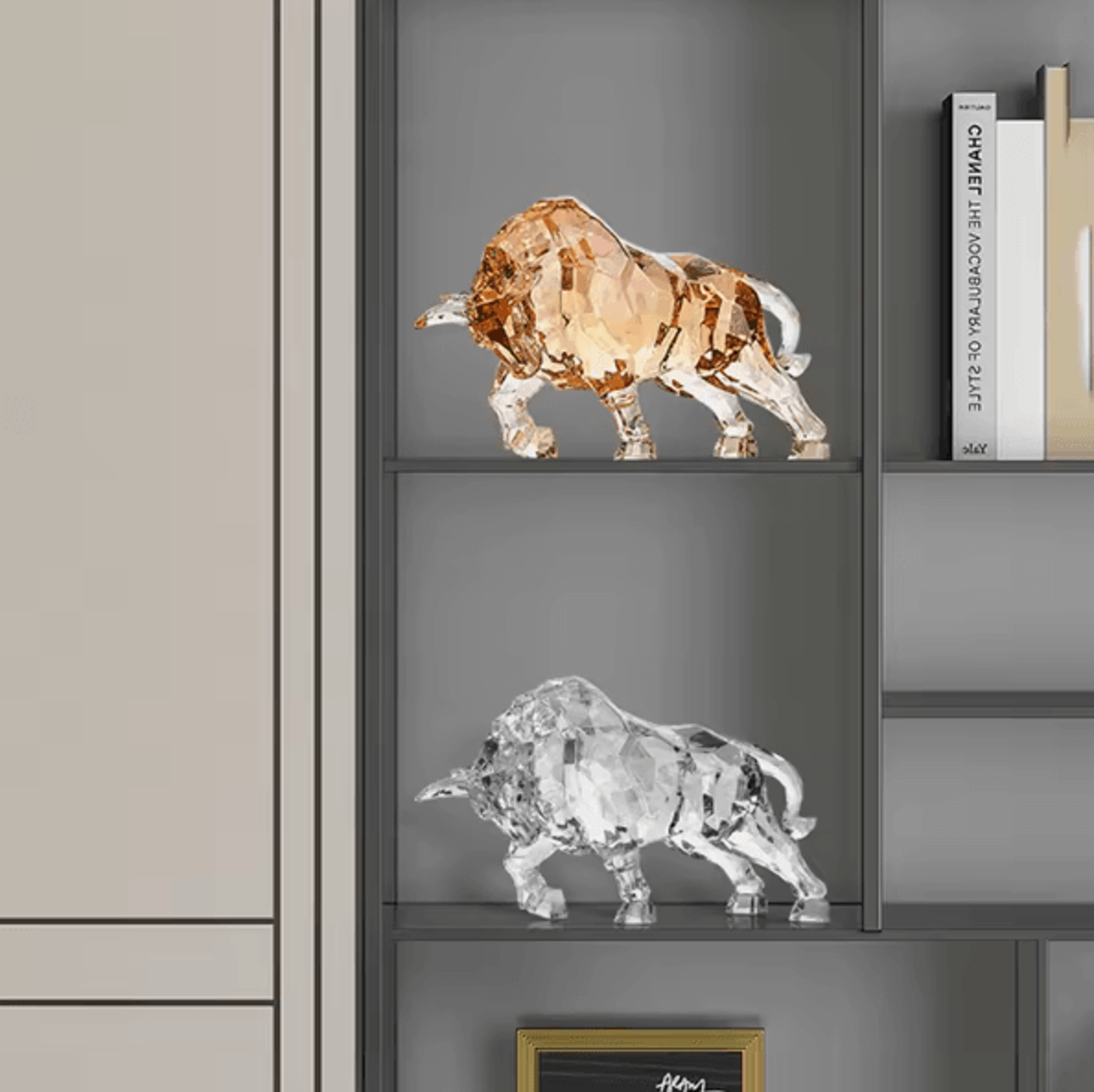 nordic acrylic crystal ox sculpture for modern home and office decor