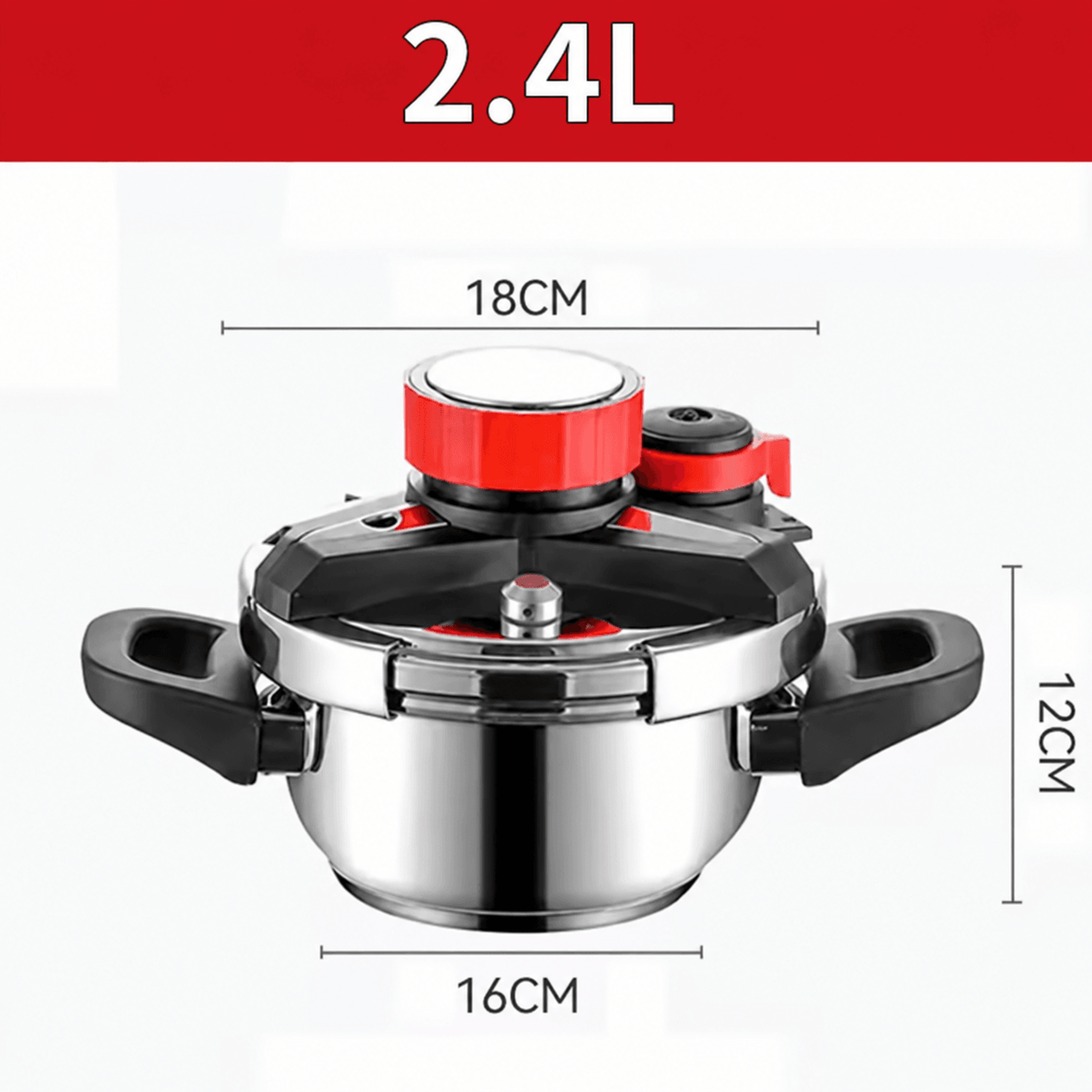 Stainless Steel Pressure Cooker  18L24L5L7L Induction Compatible Pot With Glass Lid 6