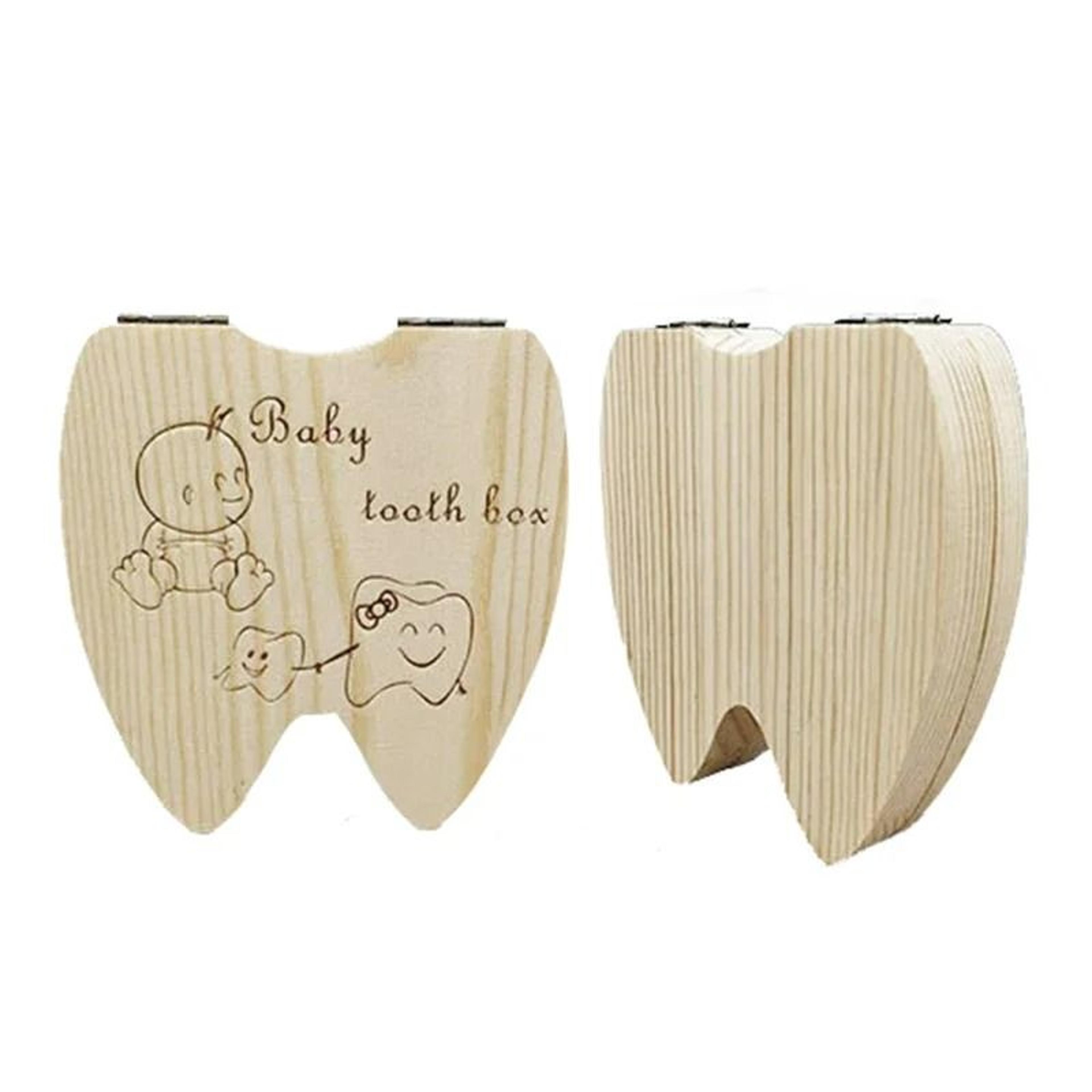 Wooden Baby Tooth Keepsake Box Milk Teeth Storage Organizer 3