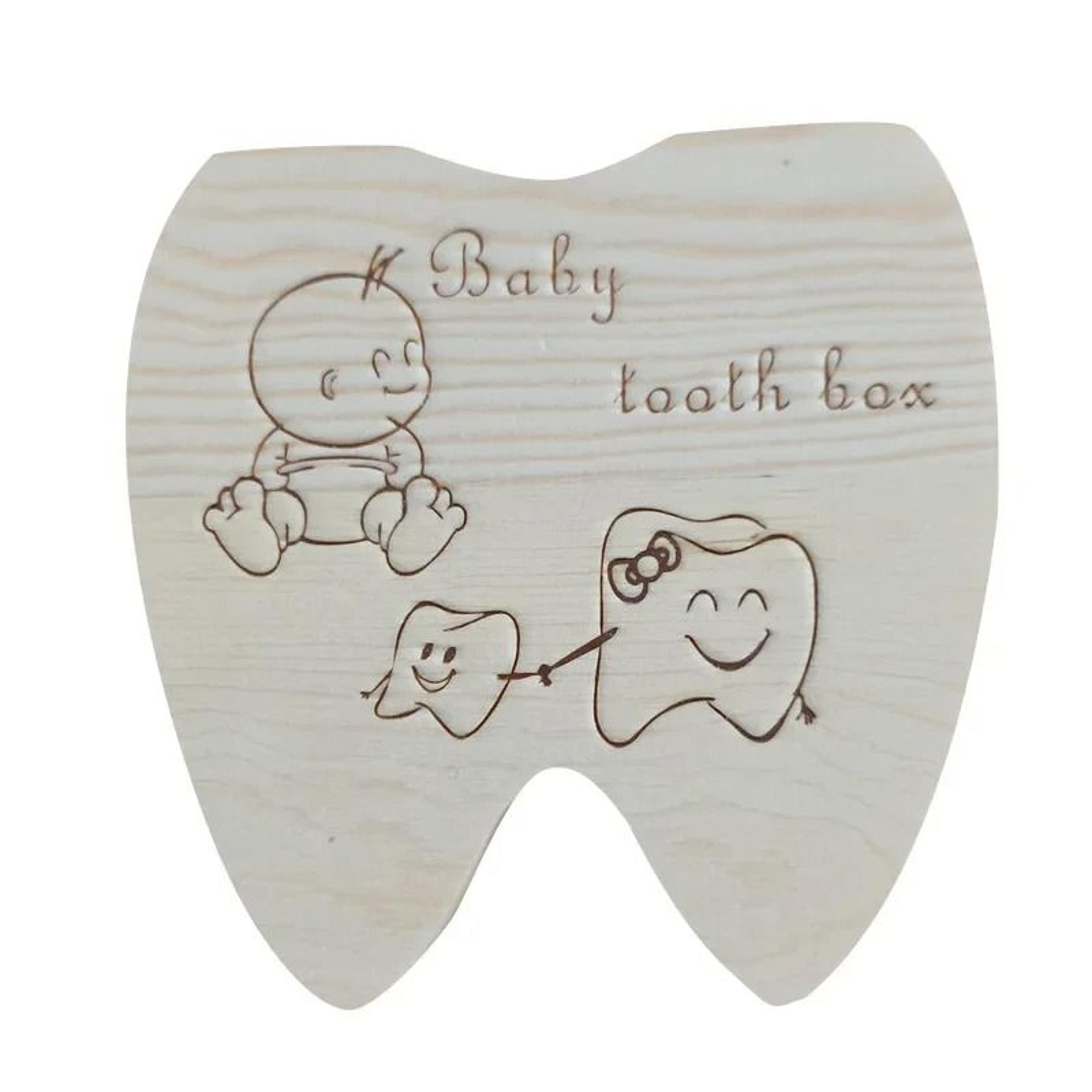 Wooden Baby Tooth Keepsake Box Milk Teeth Storage Organizer 4