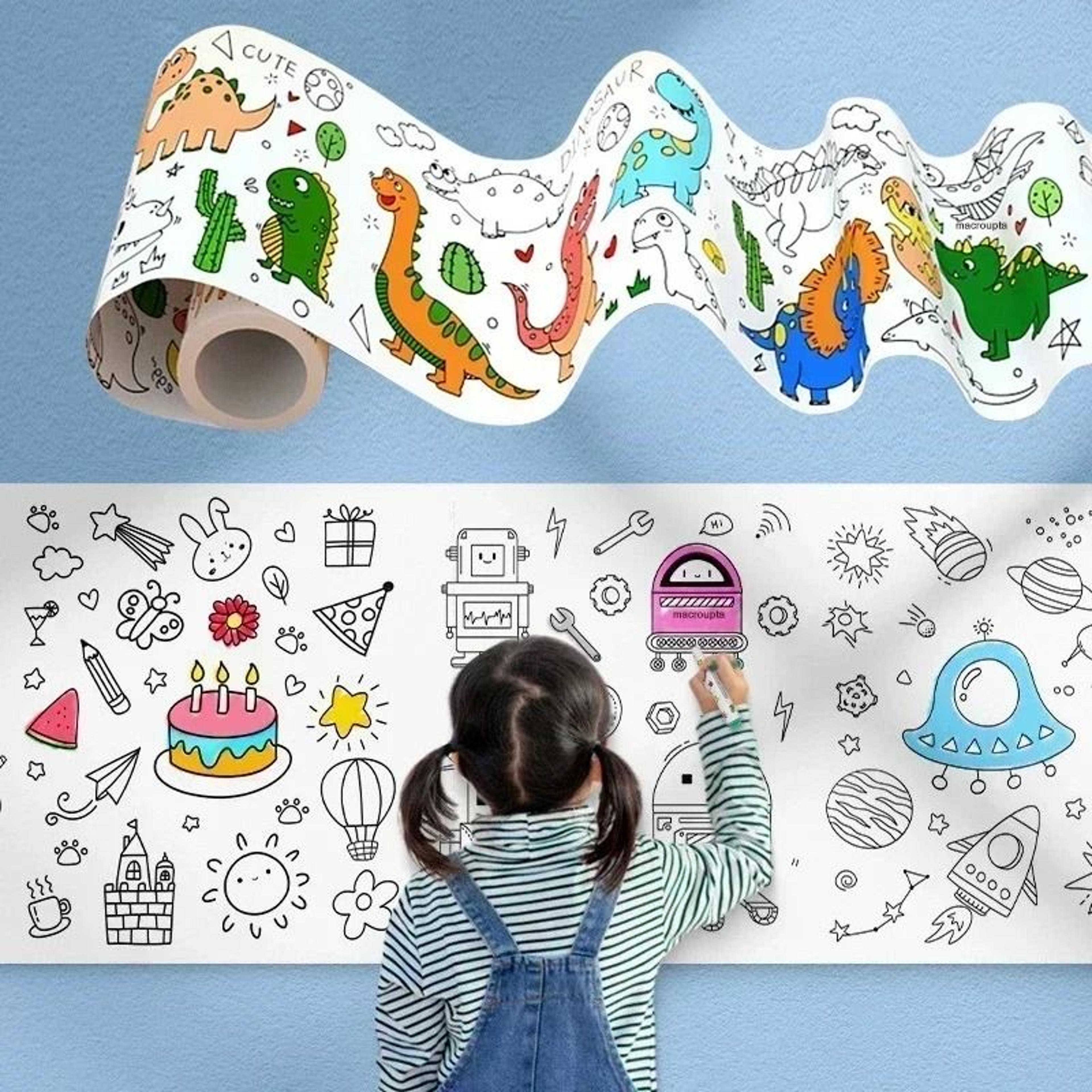 Kids Coloring Paper Roll Self Adhesive Drawing Scroll For Creative Art 2