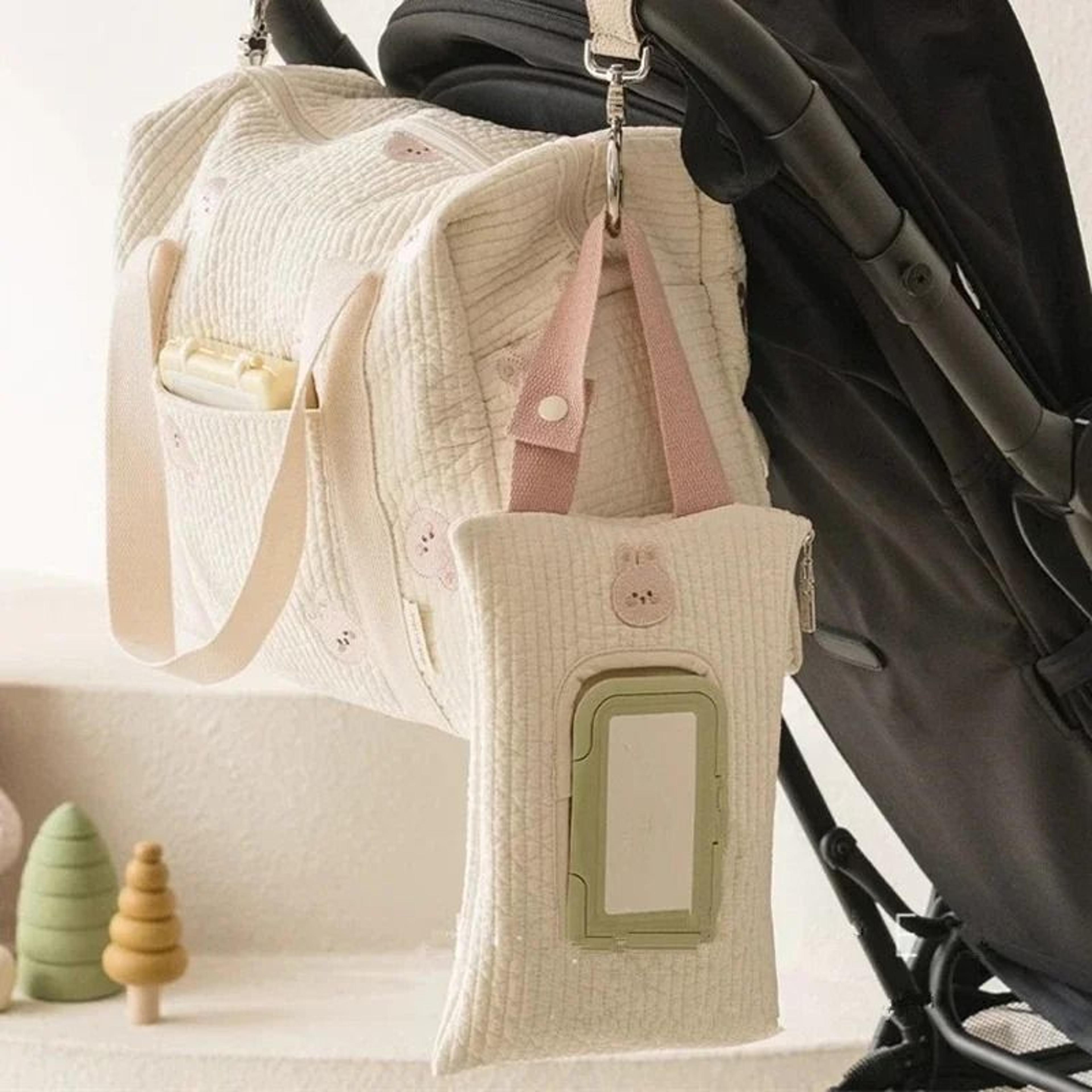 Bear Tissue Holder Hanging Storage Bag For Stroller Car And Travel 3