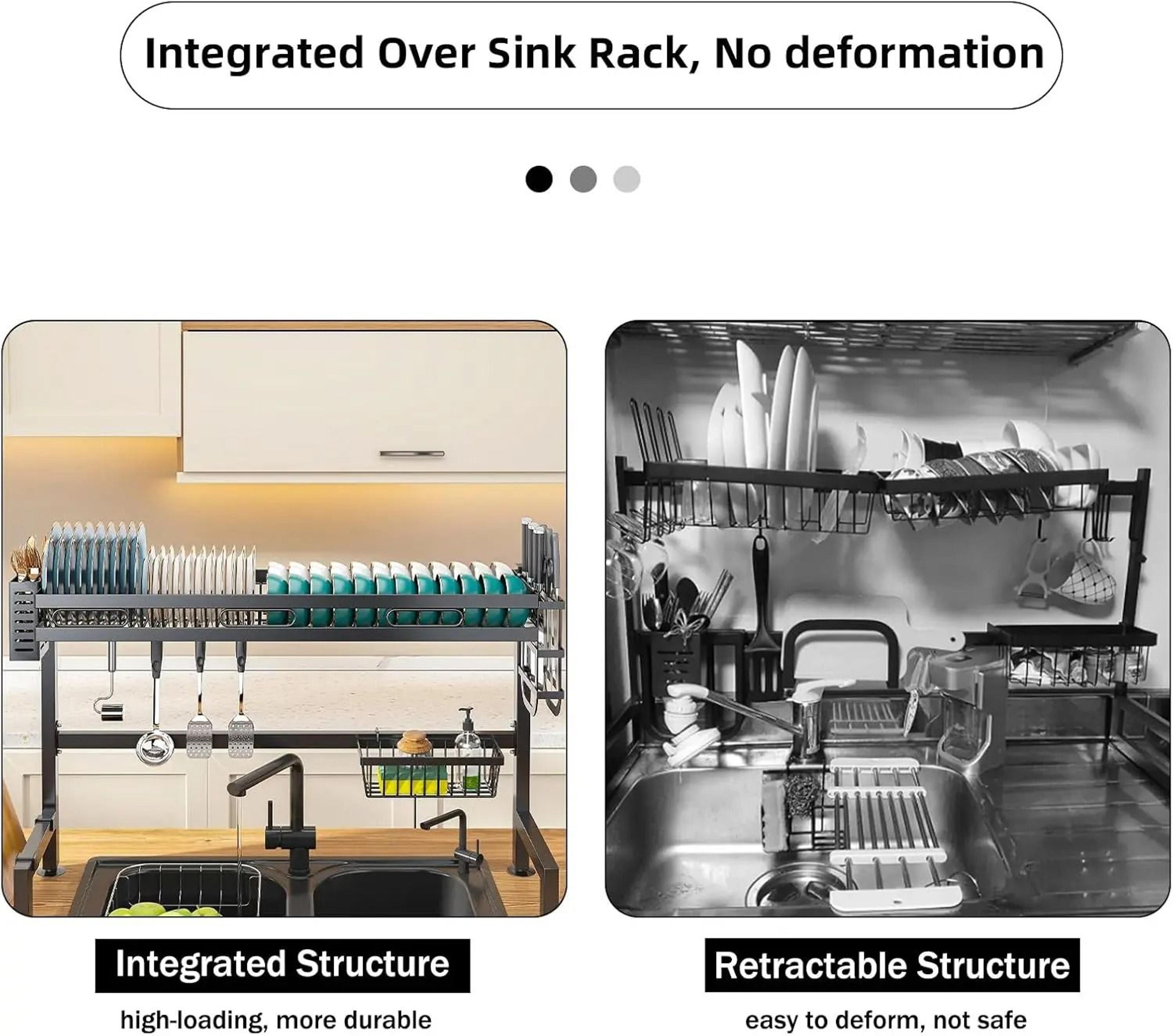 Over The Sink Dish Drying Rack With Utensil Holder And Cutting Board Stand 5