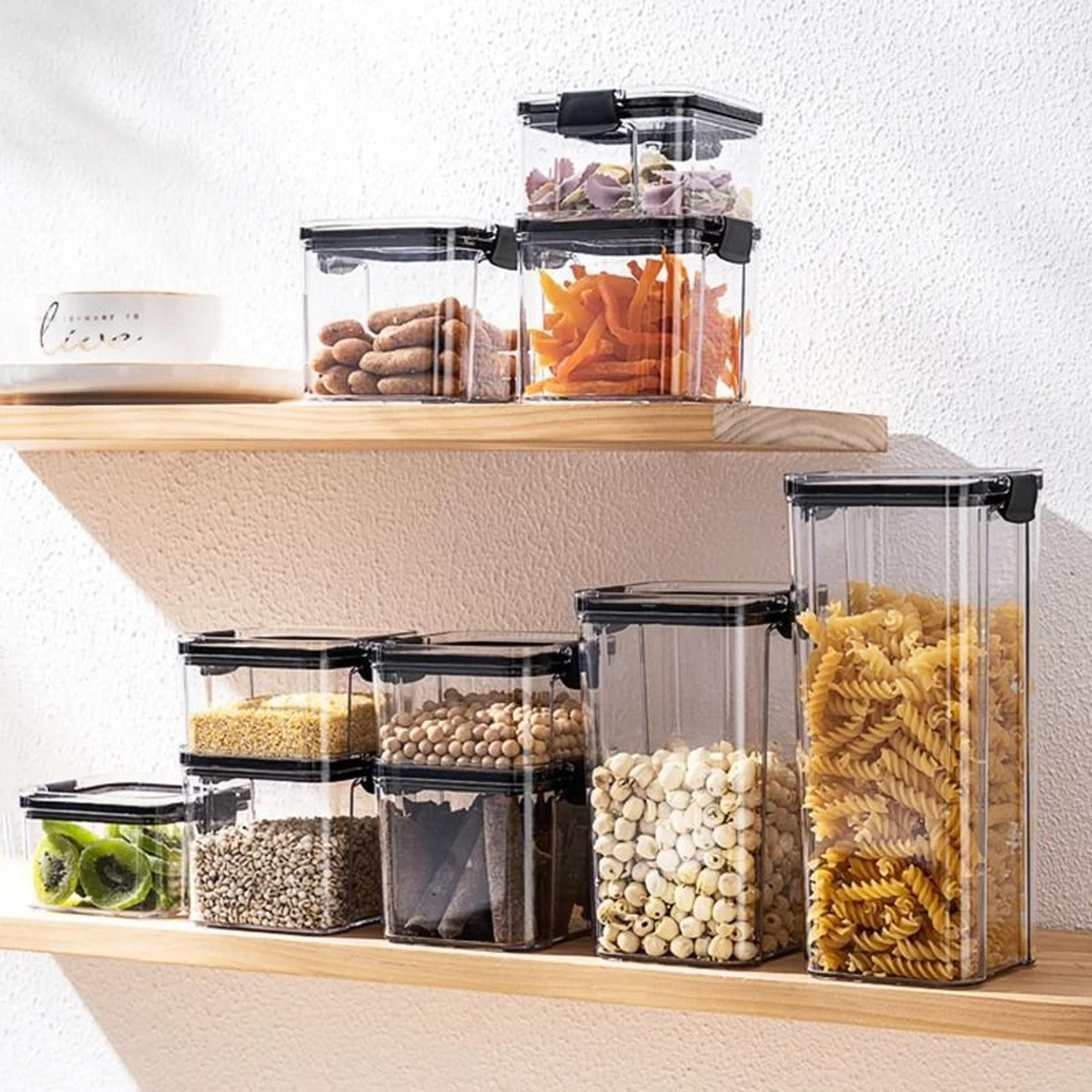 airtight food storage container set for coffee, tea, grains, snacks & pantry organization