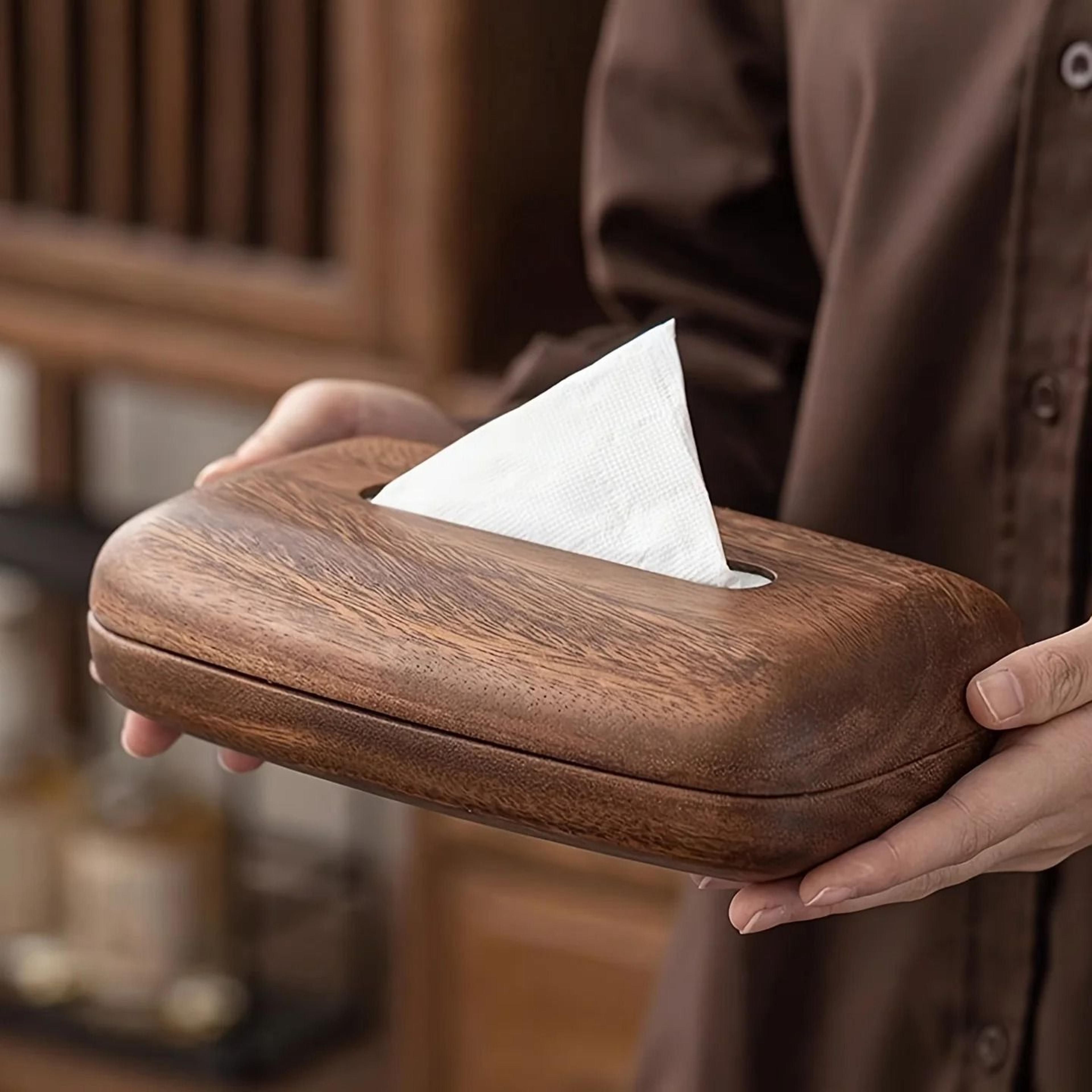 Walnut Wood Tissue Box Cover Modern Decorative Tissue Holder 3