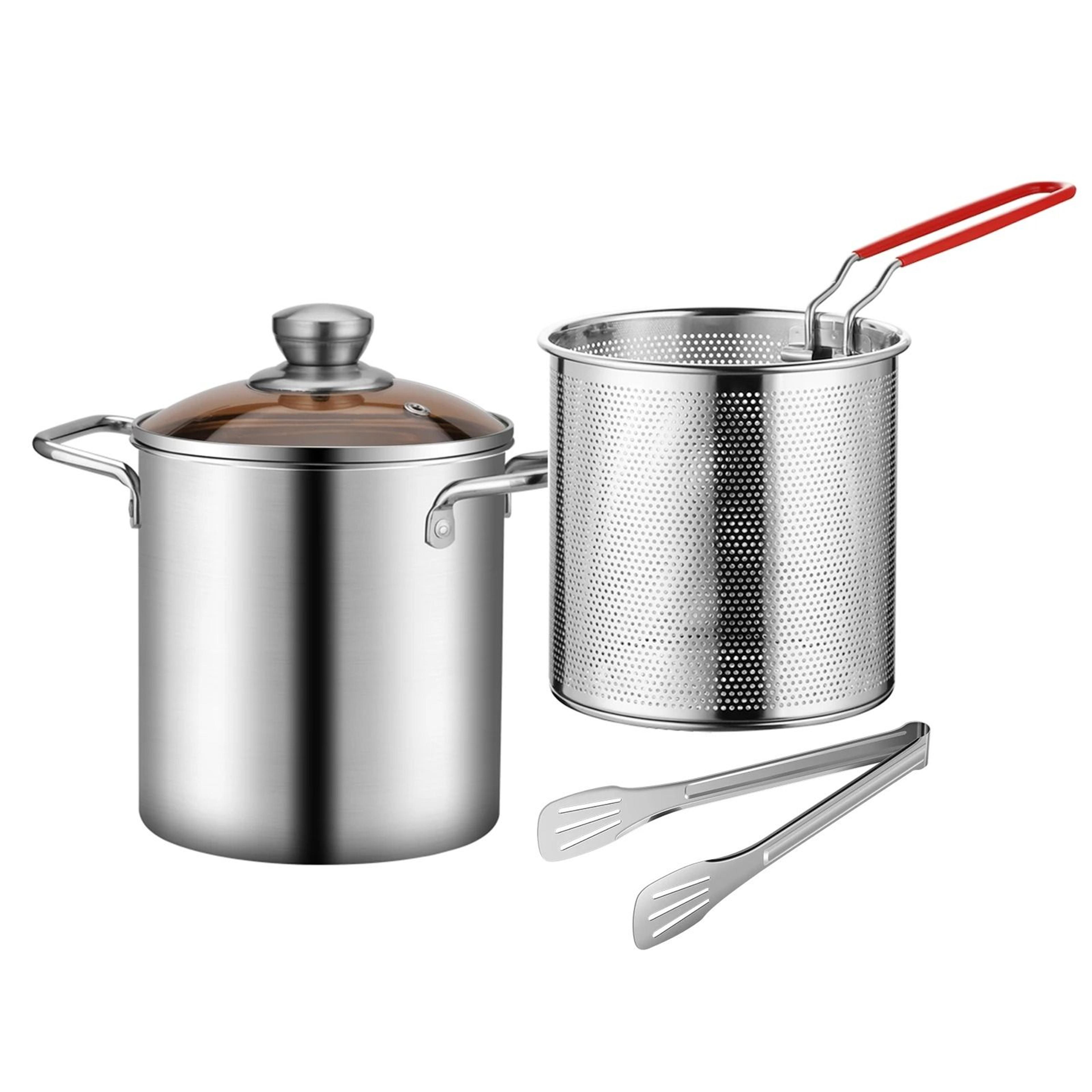 304 Stainless Steel Deep Fryer Pot With Basket And Lid 7