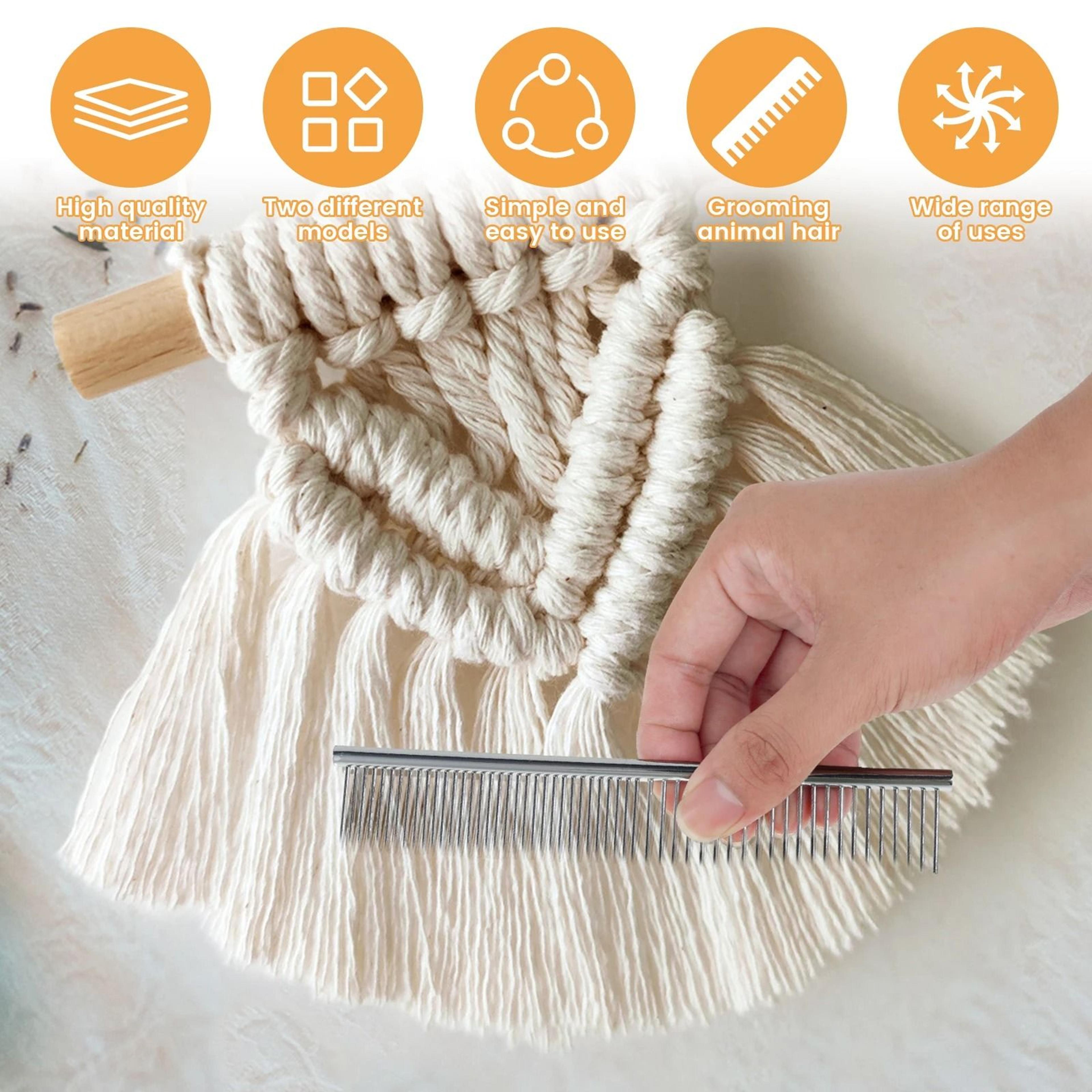 2 Piece Macrame Rug Tassel Brush Comb Set 3