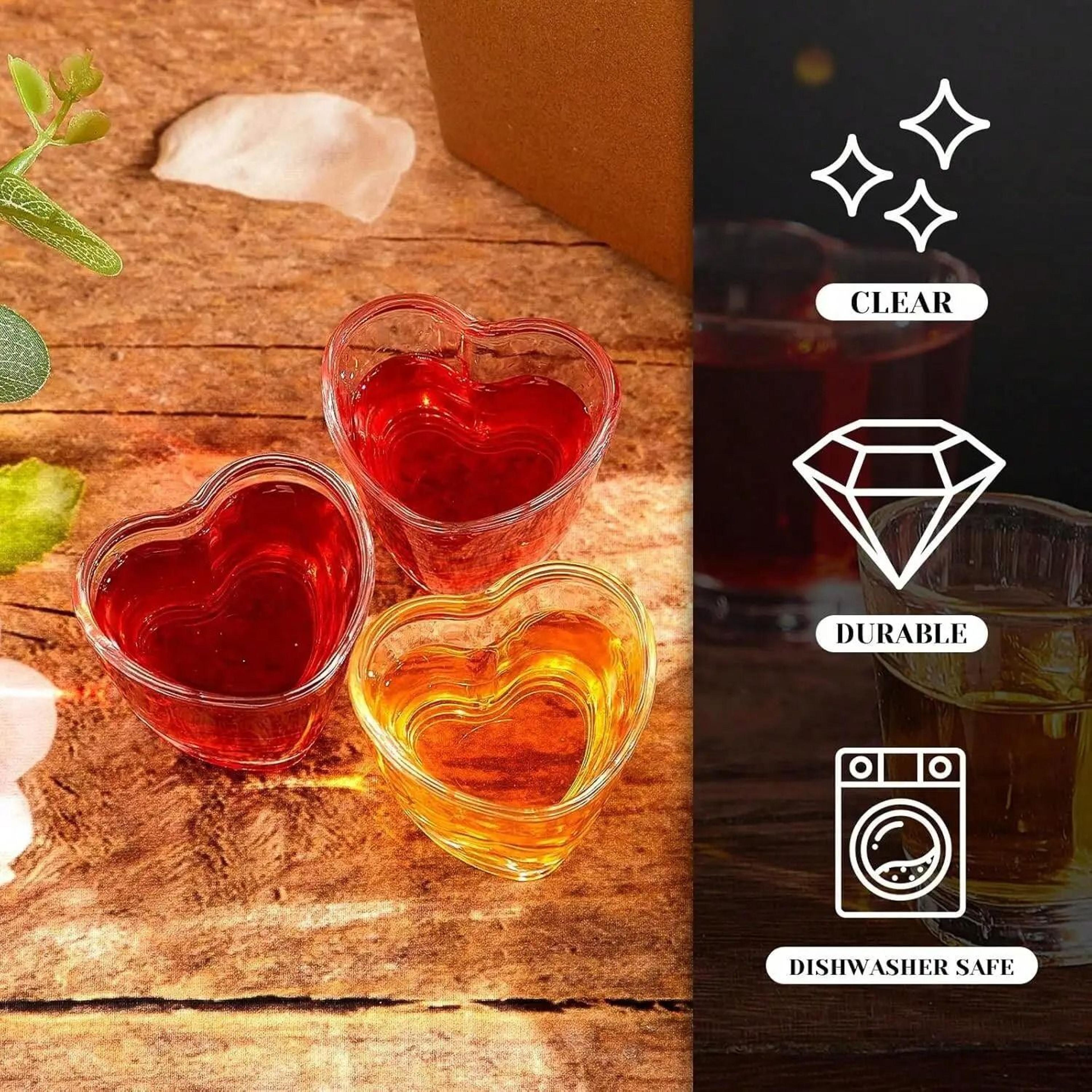 Heart Shaped Acrylic Shot Glass Set 3