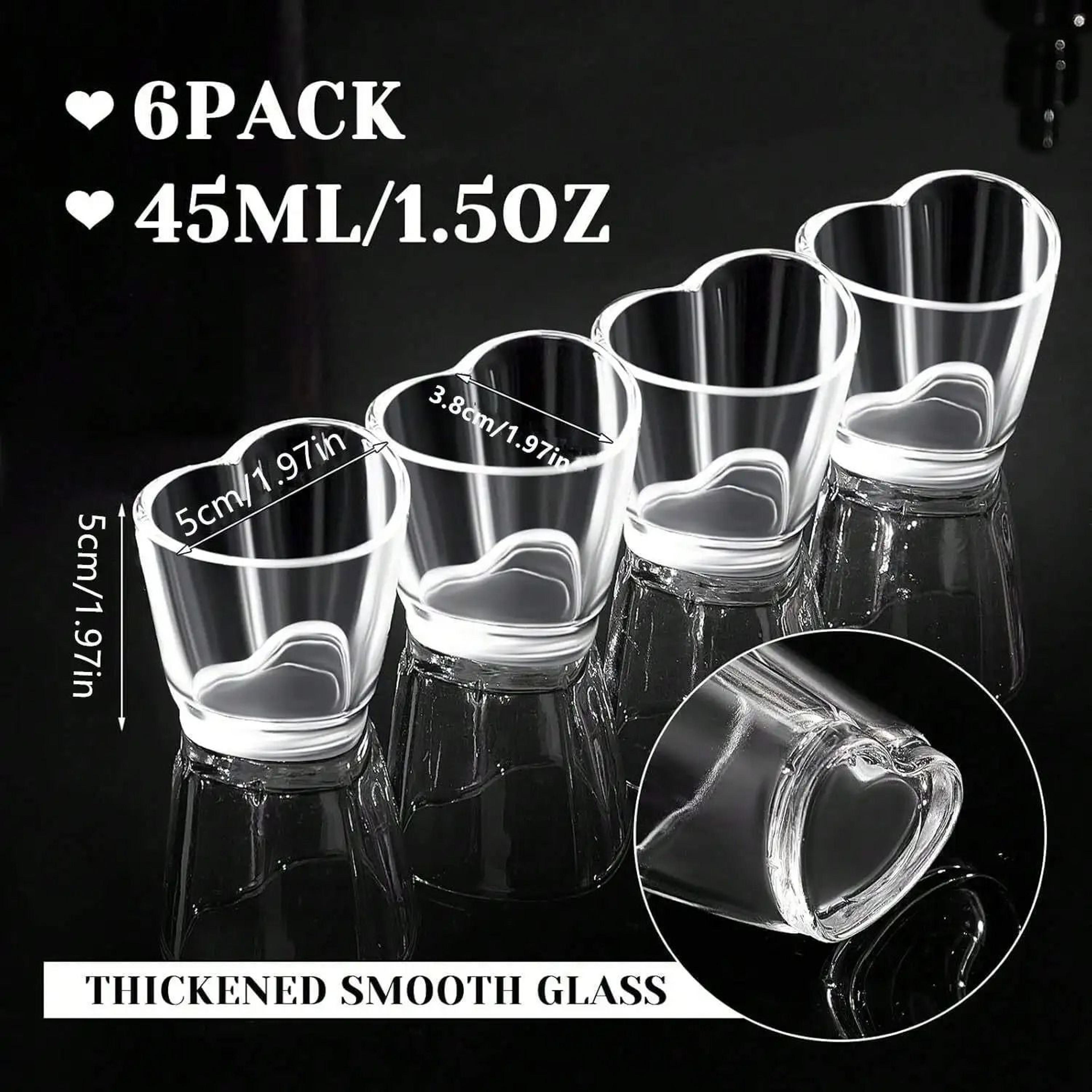 Heart Shaped Acrylic Shot Glass Set 6