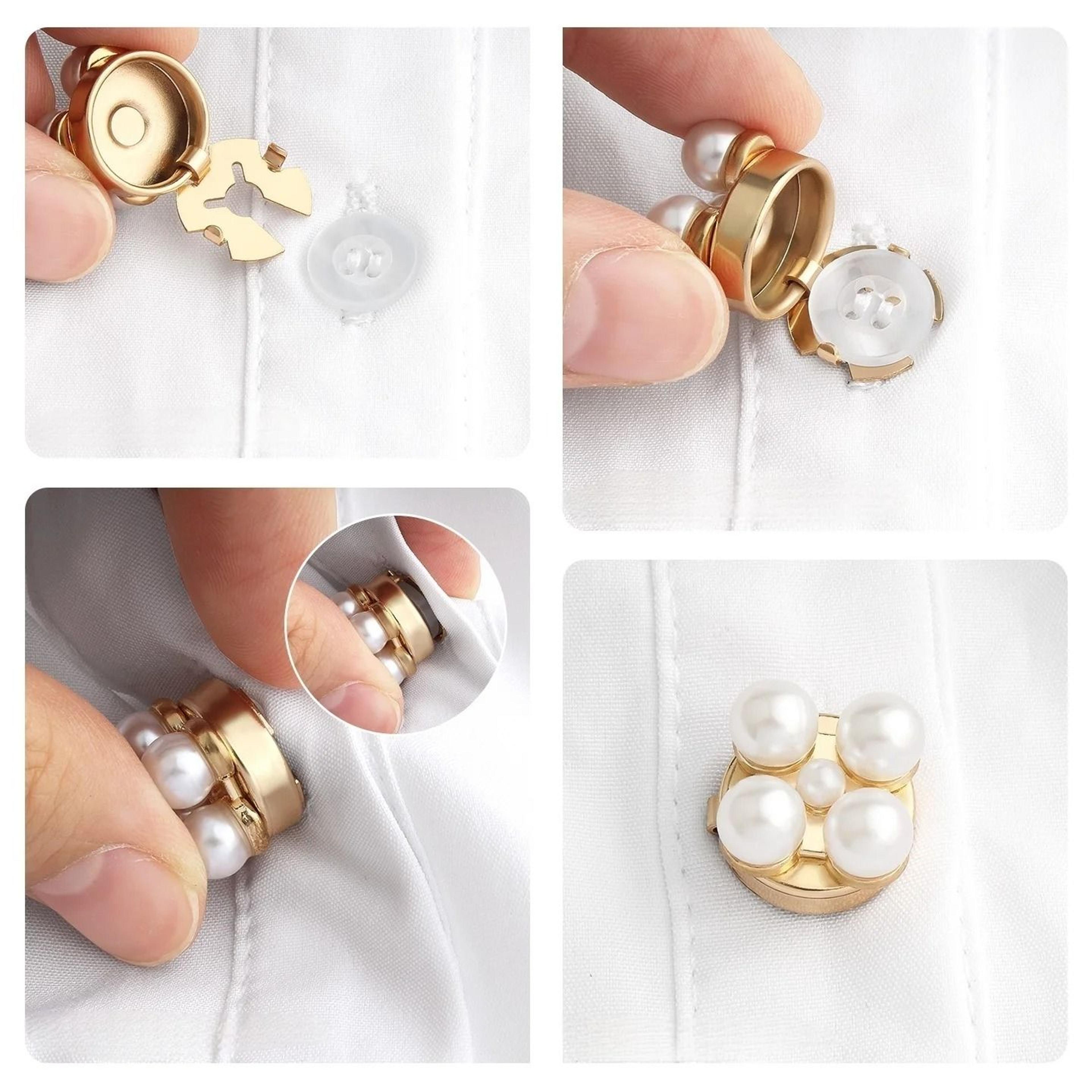 Crystal Pearl Clip On Button Covers For Shirts And Coats 3