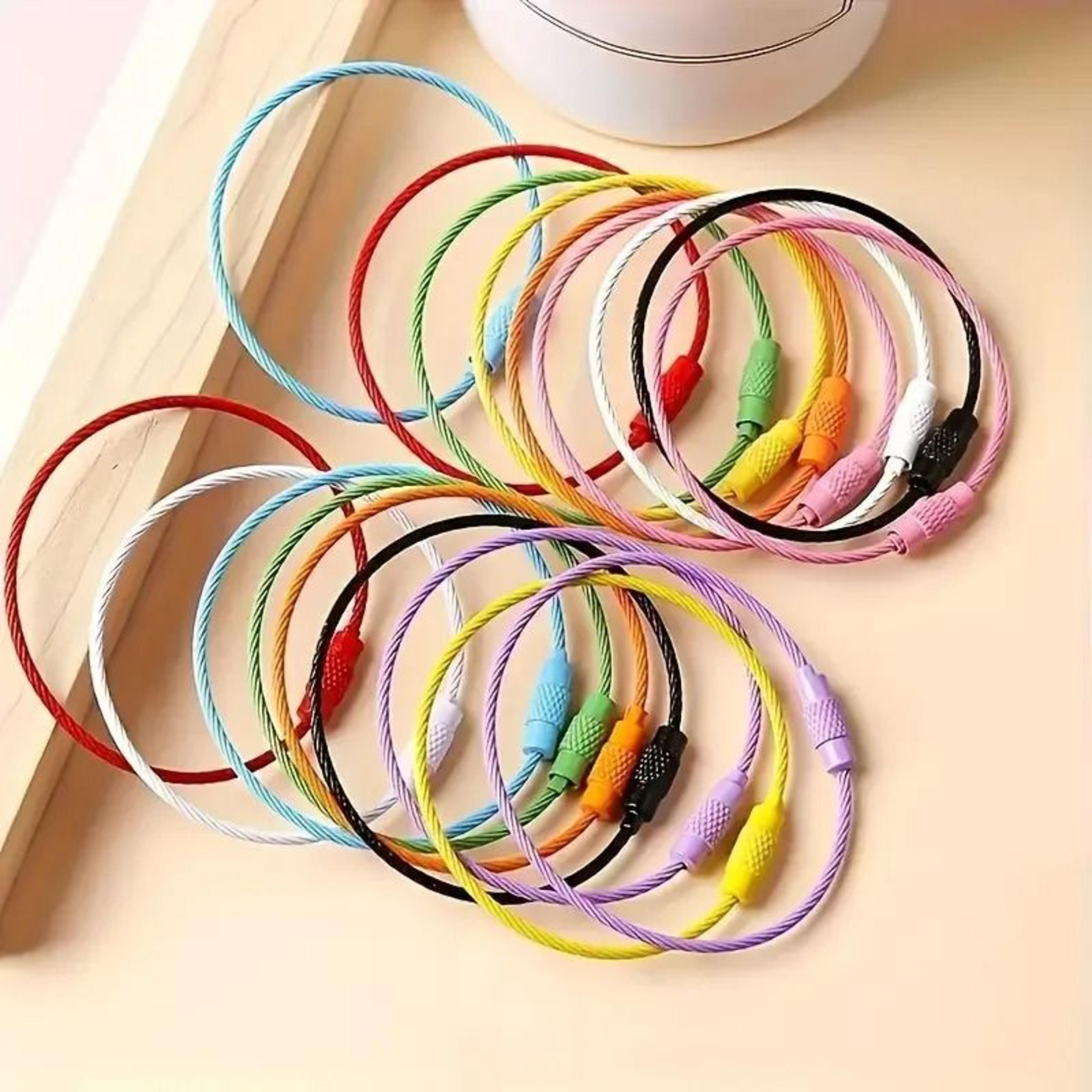 Stainless Steel Wire Cable Keychain Rings With Screw Lock 2