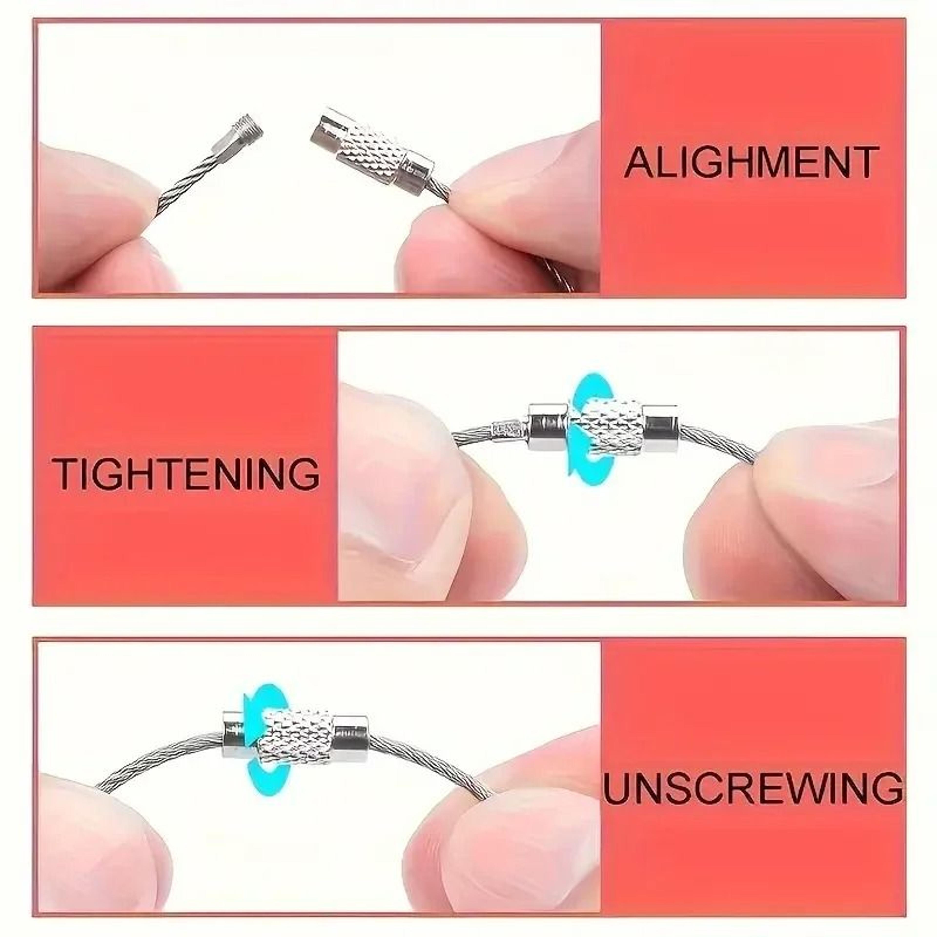 Stainless Steel Wire Cable Keychain Rings With Screw Lock 3
