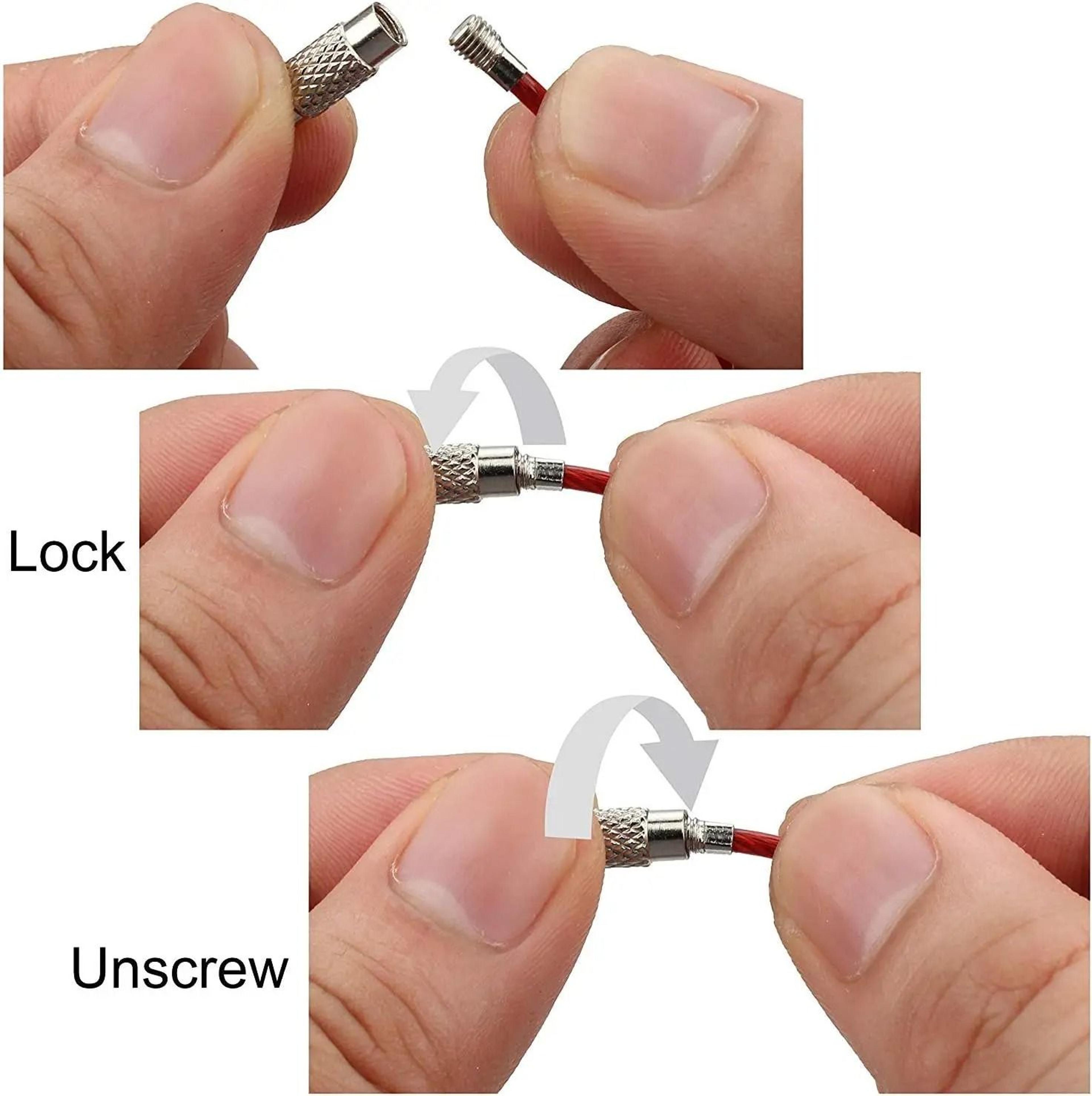 Stainless Steel Wire Cable Keychain Rings With Screw Lock 5