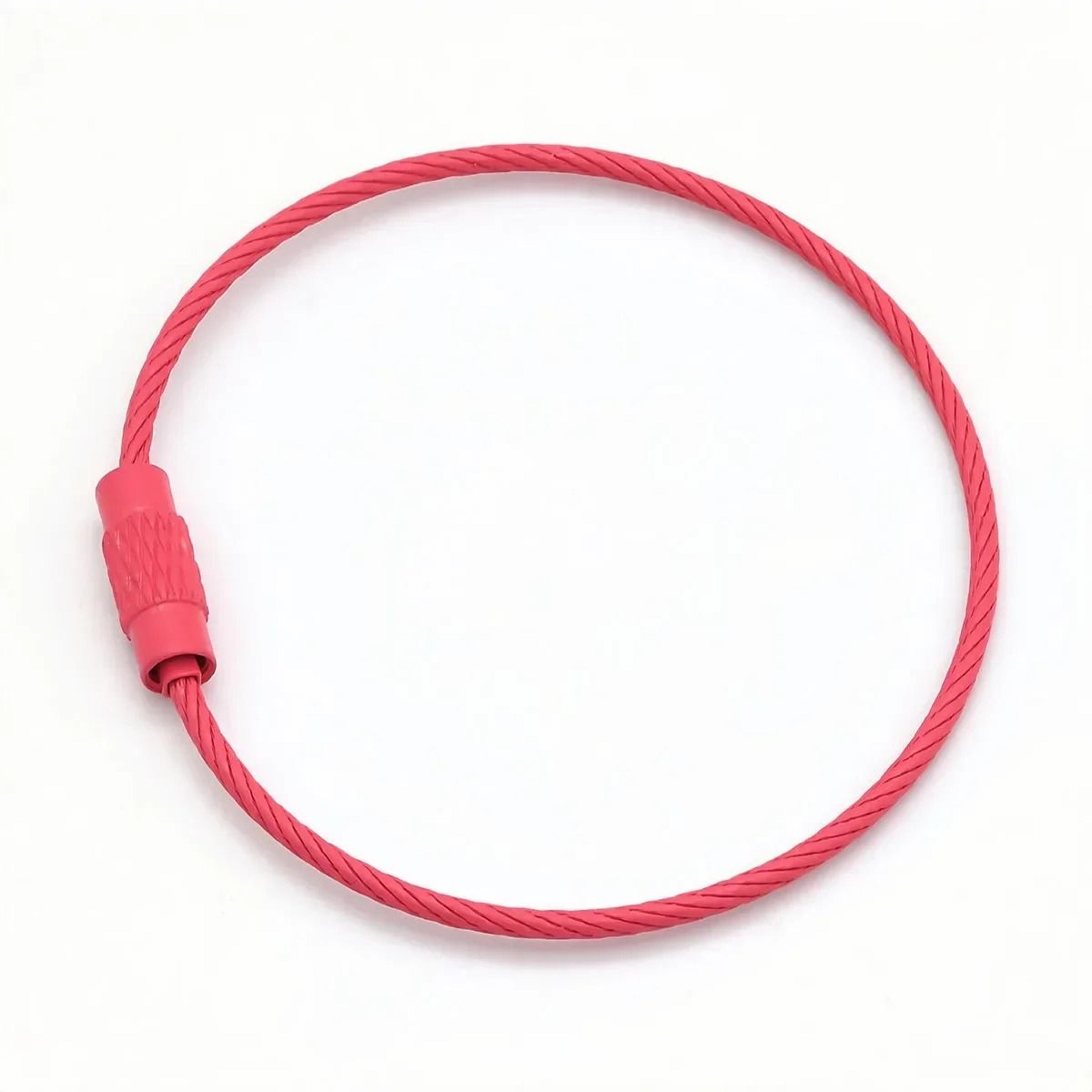 Stainless Steel Wire Cable Keychain Rings With Screw Lock 13