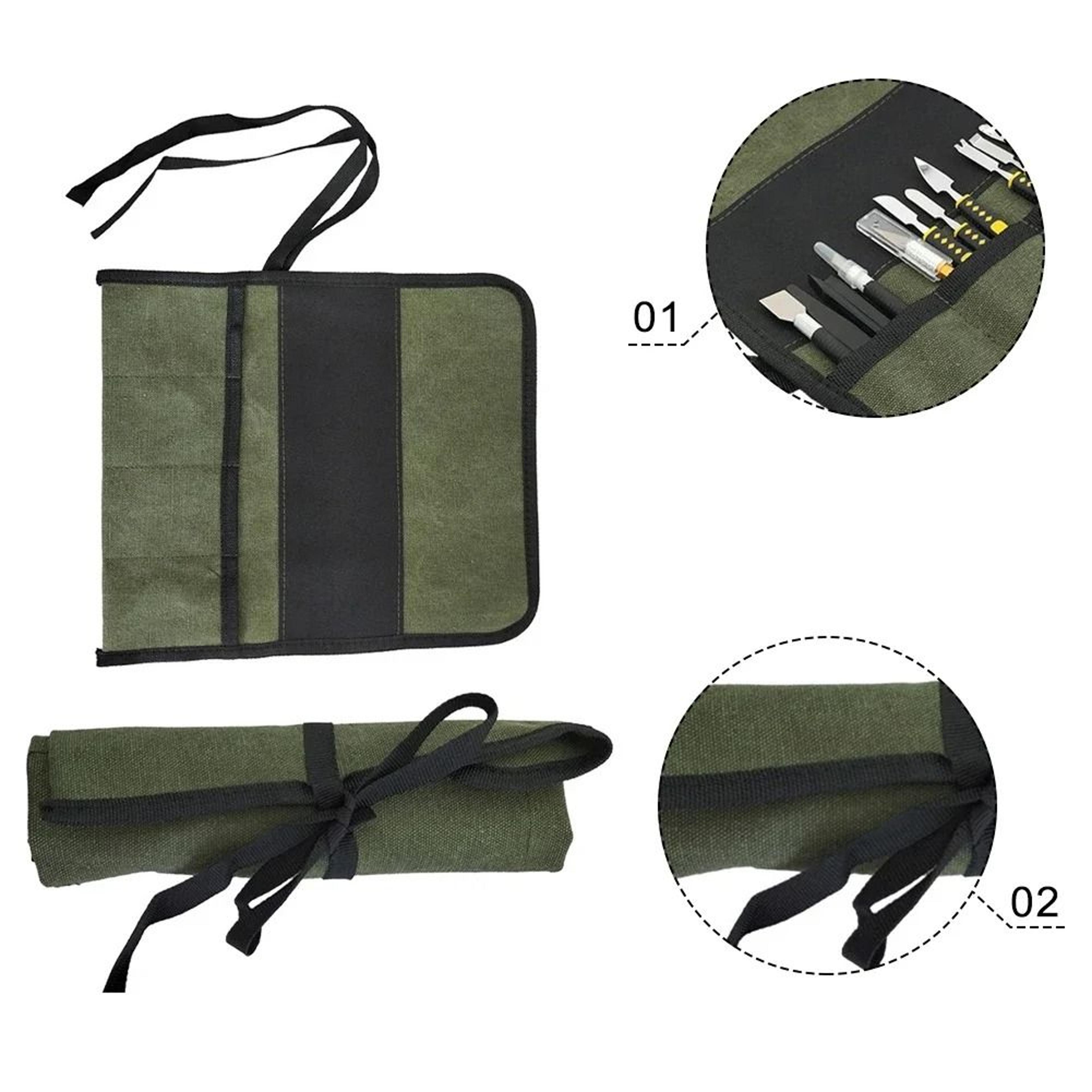 Multi Pocket Roll Up Tool Bag For Organized Storage And Easy Carry 1
