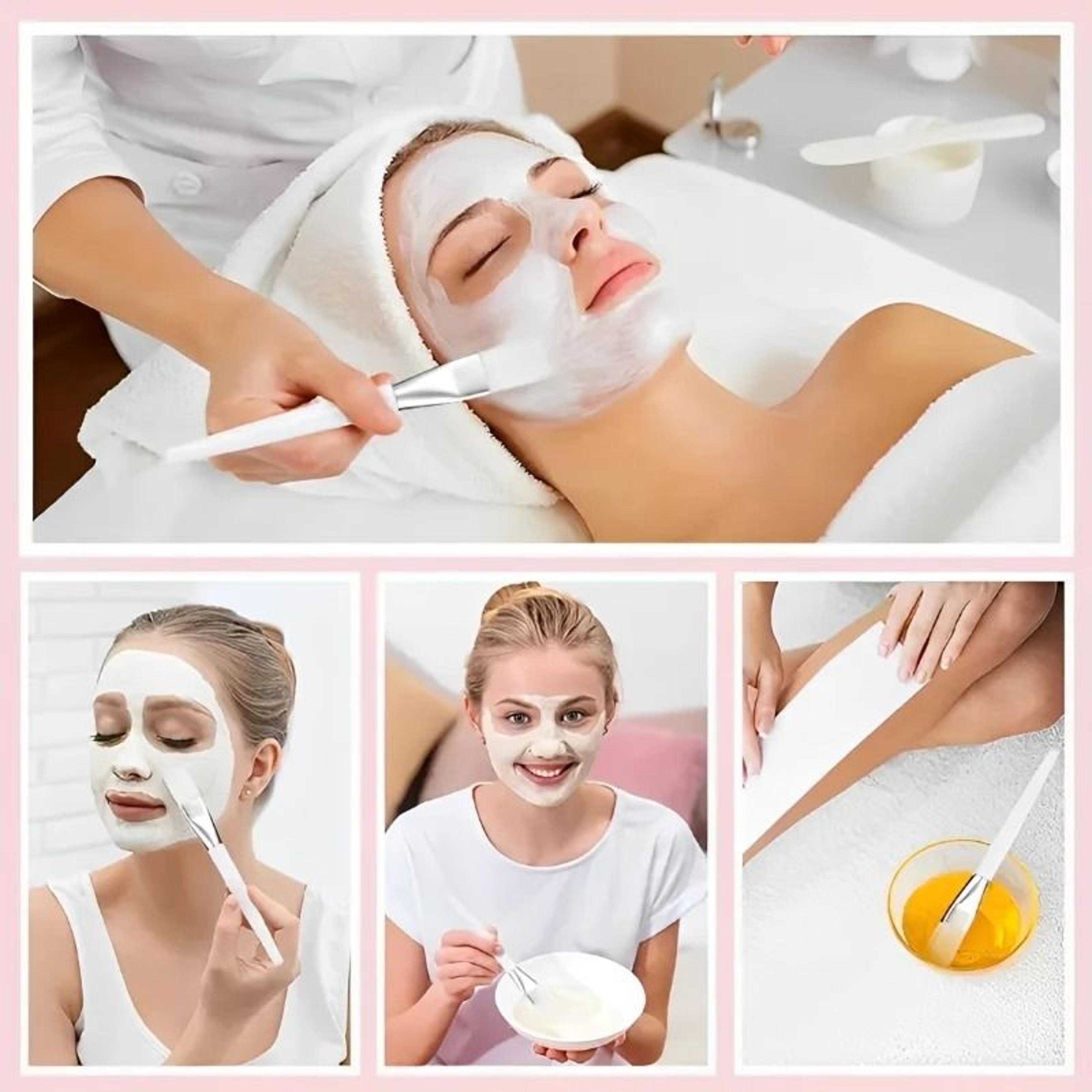Transparent Crystal Handle Soft Bristle Facial Mask Brush Set 2