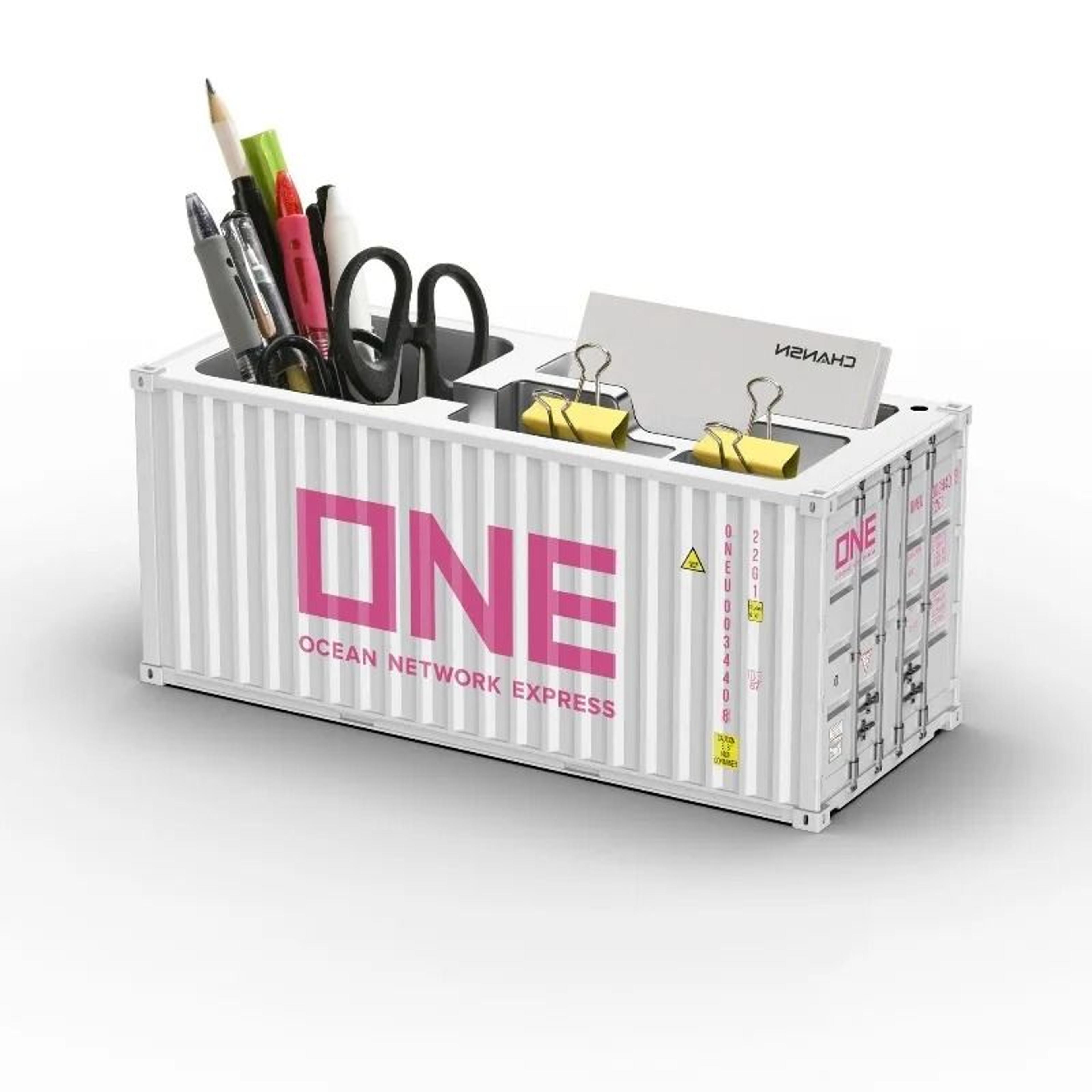 Simulated Ocean Freight Container Model Pen Holder And Desktop Storage Box 5