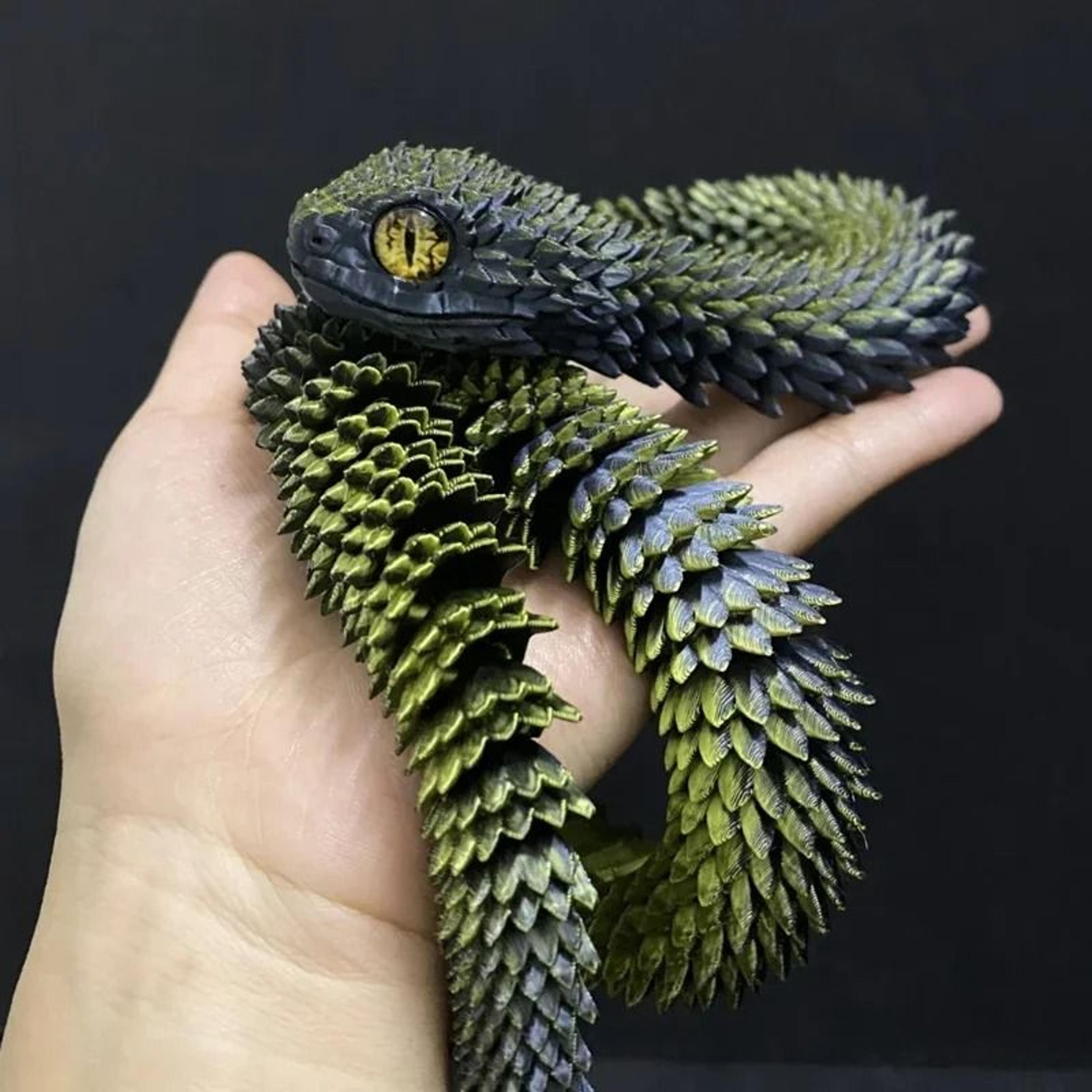3D Printed Articulated Snake Figurine 12 In  30 Cm  Fully Rotatable Joint Mobility Animal Simulatio 4