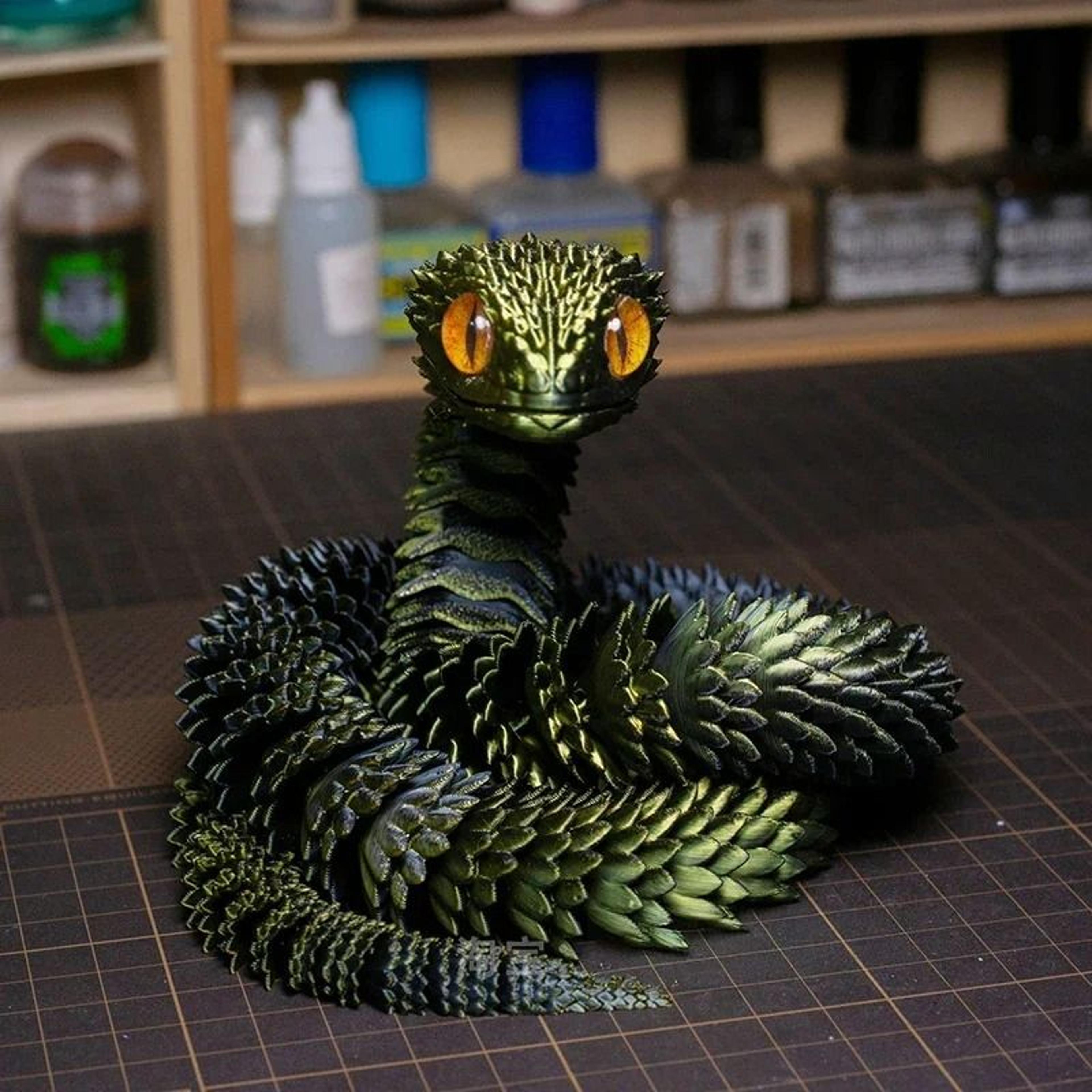 3D Printed Articulated Snake Figurine 12 In  30 Cm  Fully Rotatable Joint Mobility Animal Simulatio 7