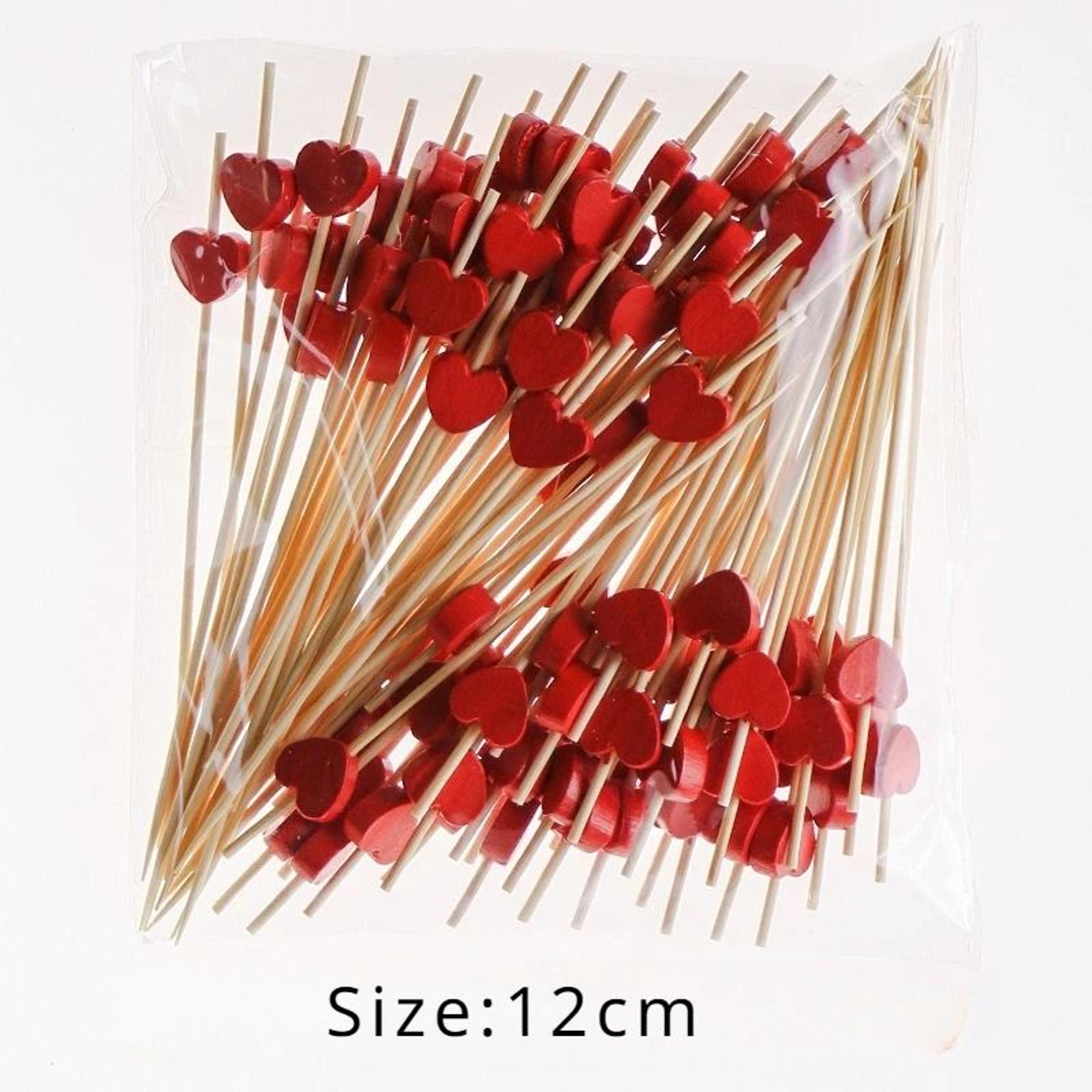 Red Heart Cocktail Picks  Fruit Sticks  Disposable Bamboo Cocktail Toothpicks For Valentines Day We 9