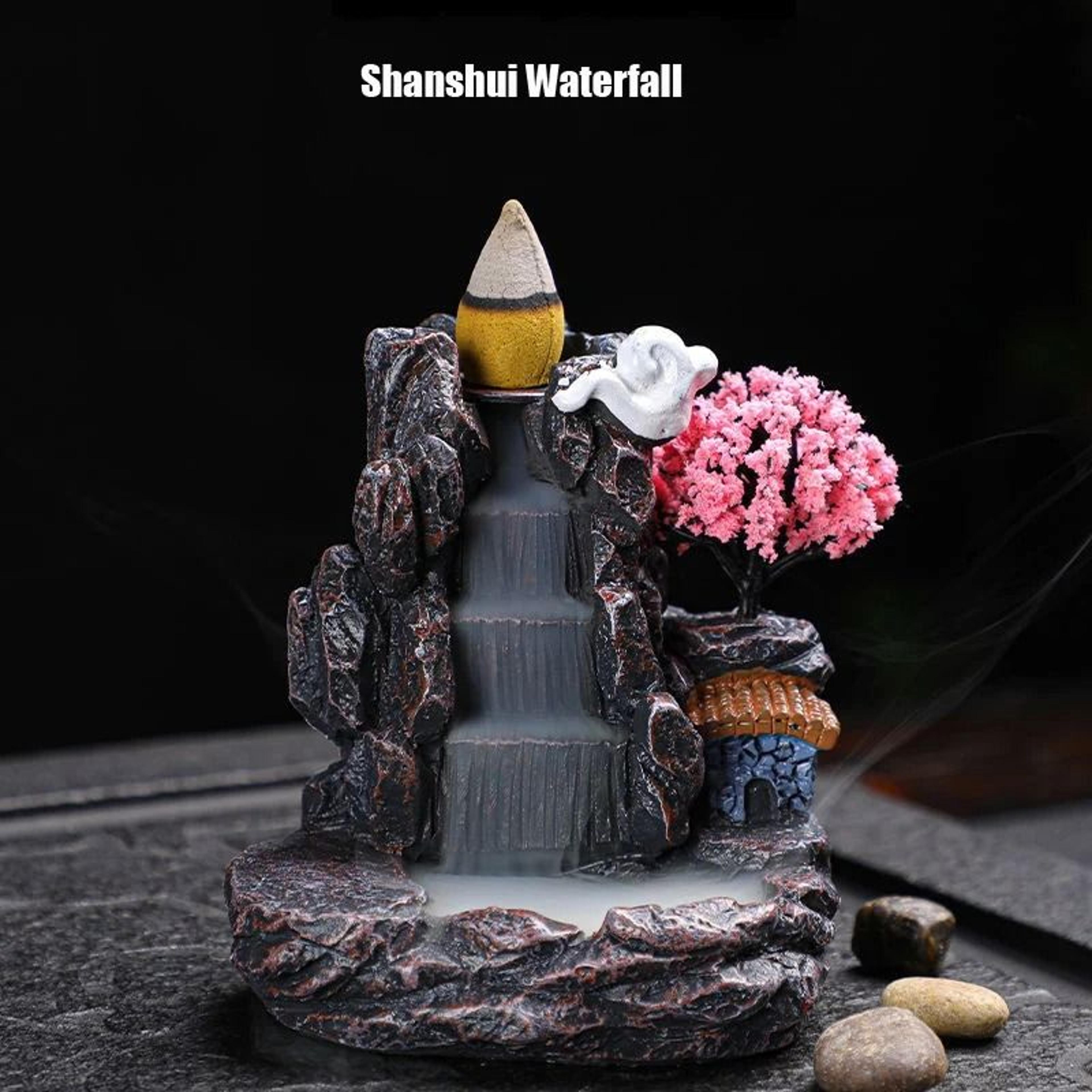 Backflow Incense Holder Waterfall Burner Aromatherapy Desk Ornament With Cascading Smoke Effect And 1
