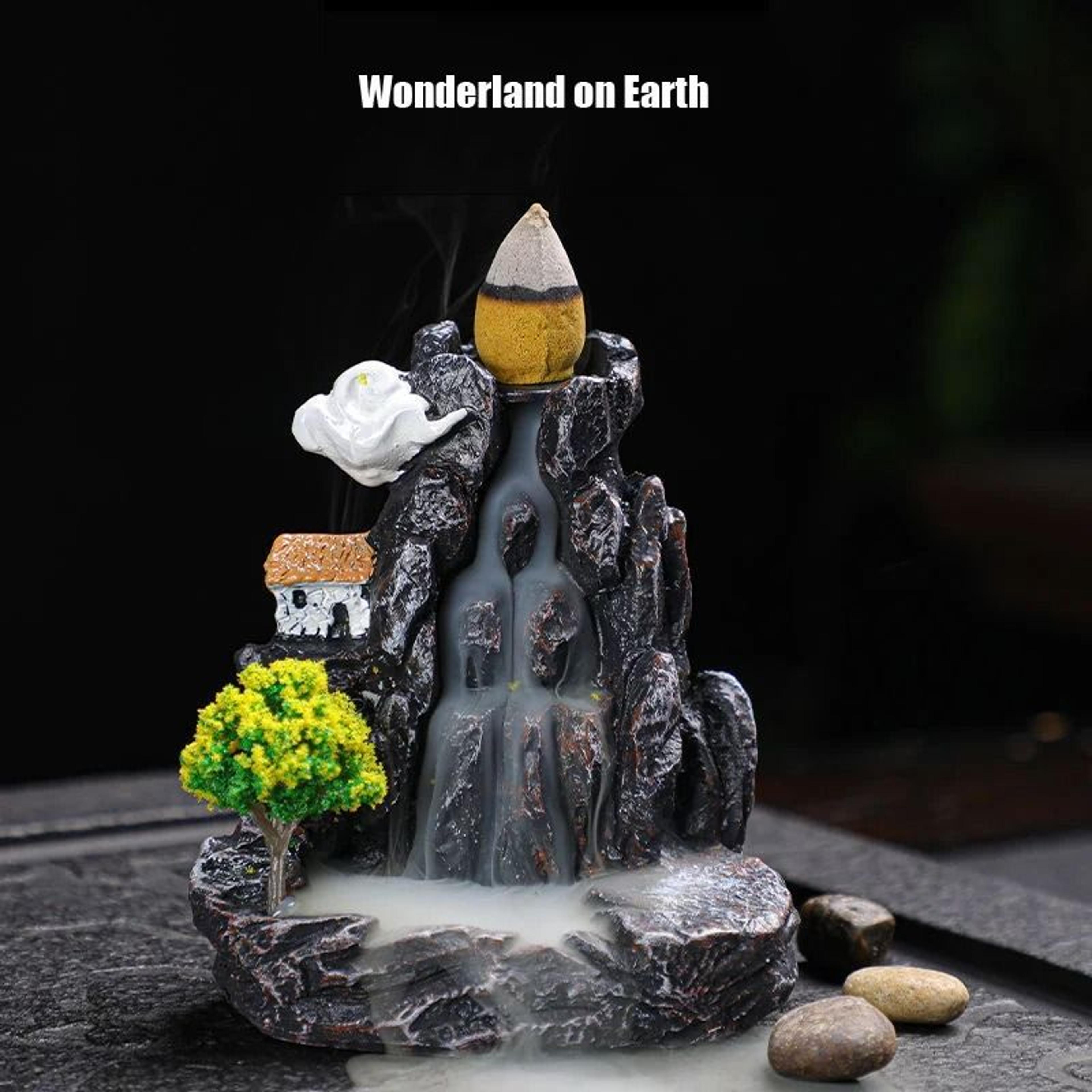 Backflow Incense Holder Waterfall Burner Aromatherapy Desk Ornament With Cascading Smoke Effect And 3