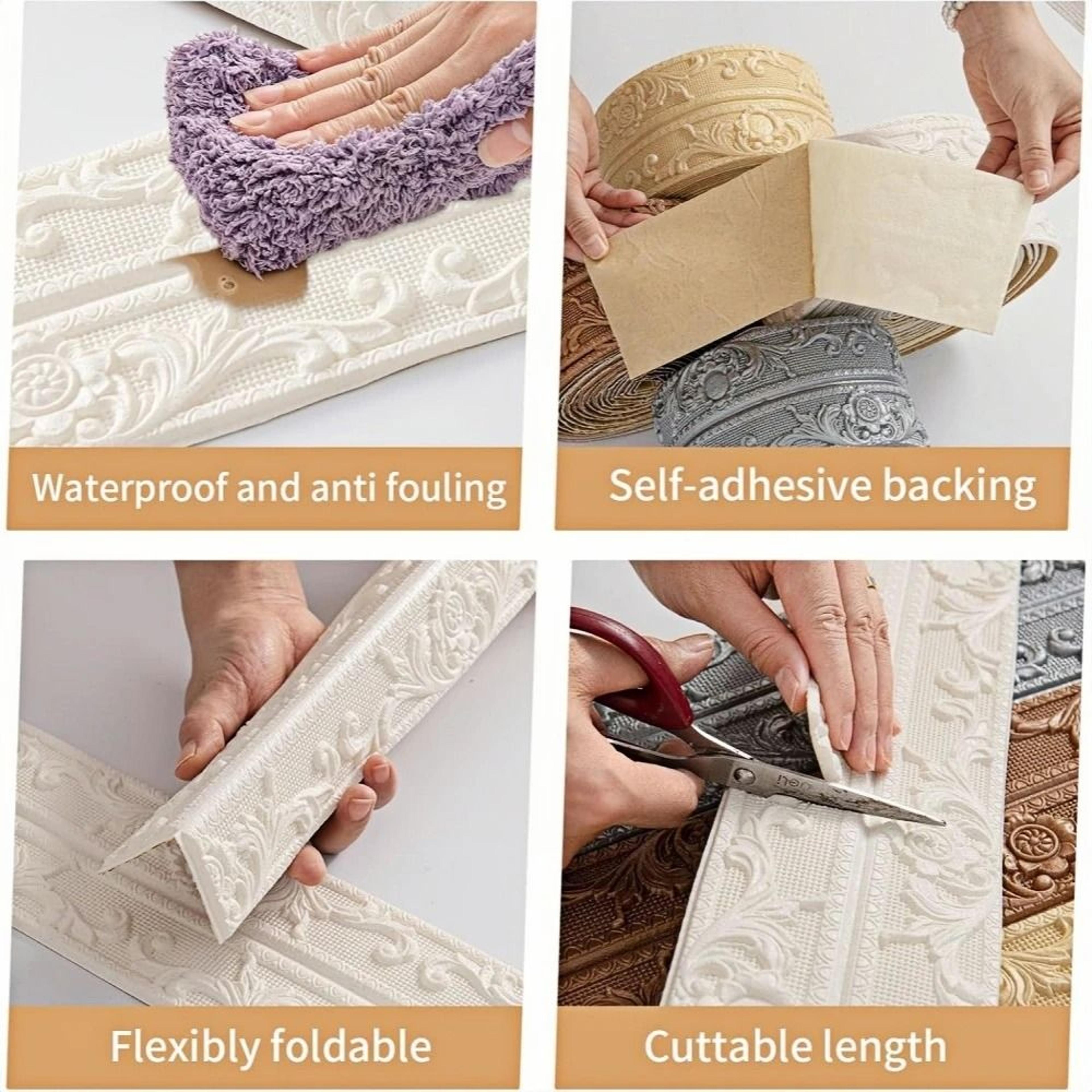 1 Roll Ceiling Decor Strip Wall Sticker Waterproof Antifouling Self Adhesive Baseboard Border For T 3