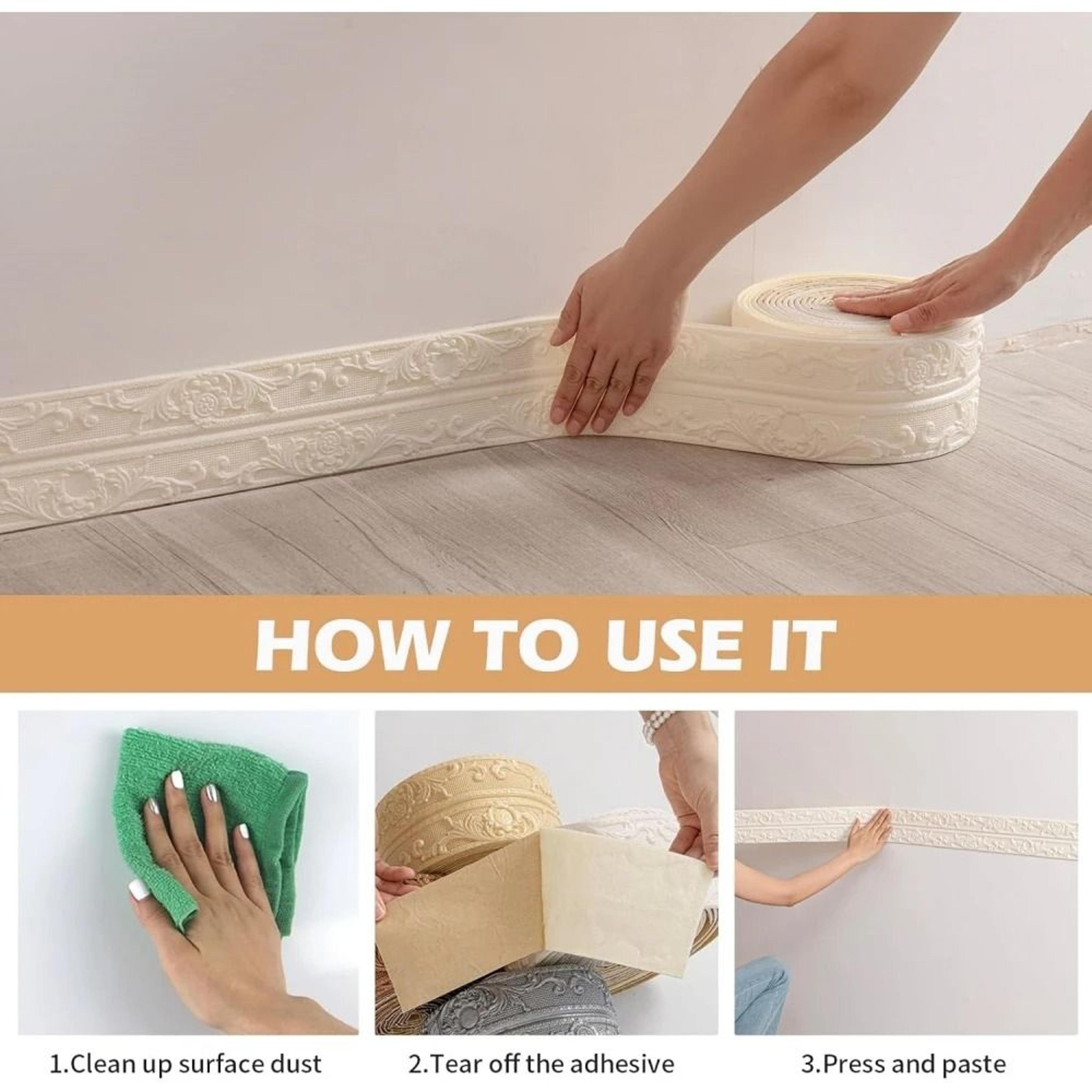 1 Roll Ceiling Decor Strip Wall Sticker Waterproof Antifouling Self Adhesive Baseboard Border For T 2