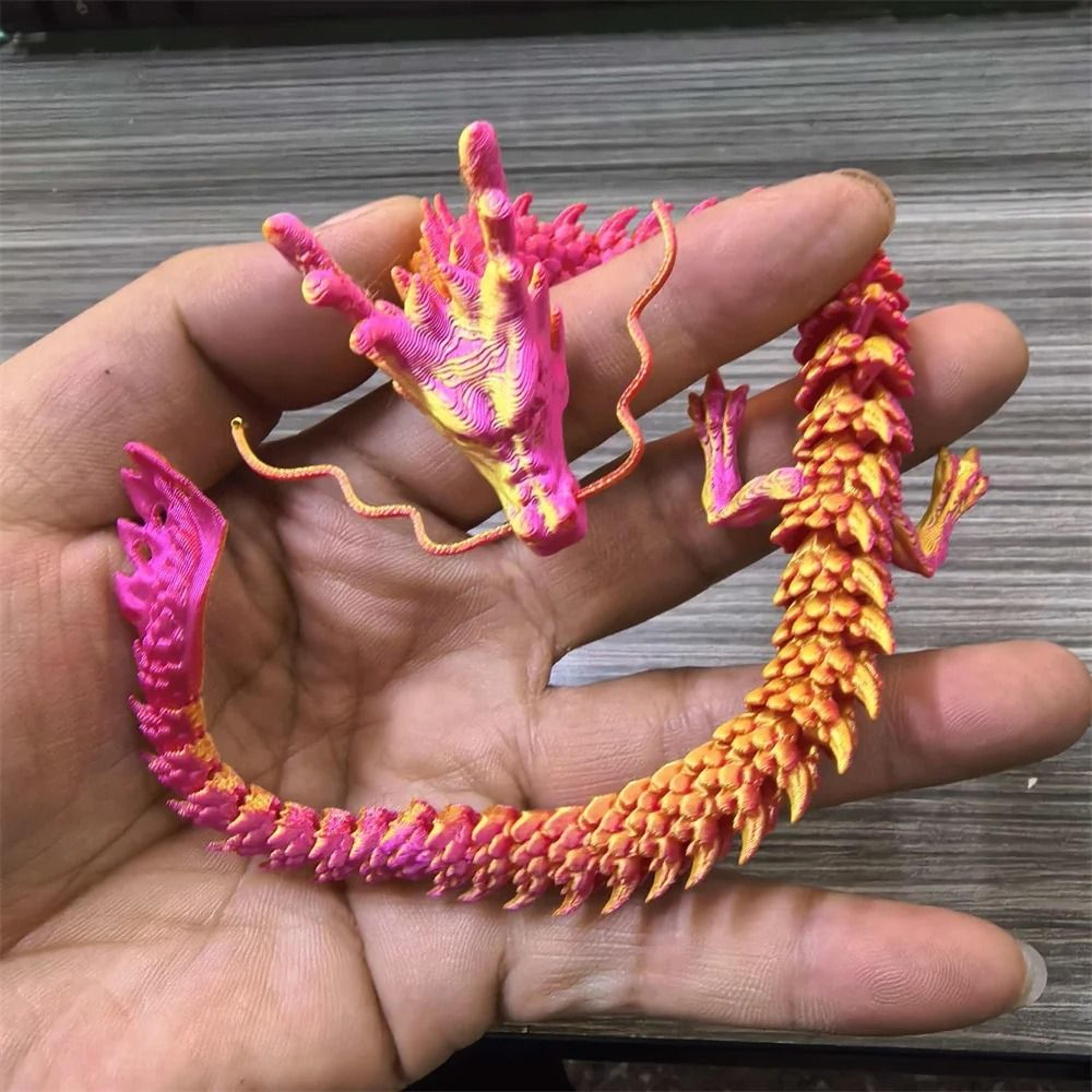 3D Printed Conjoined Divine Dragon Ornament 118 Or 354 Inch Articulated Jointed Decor 2