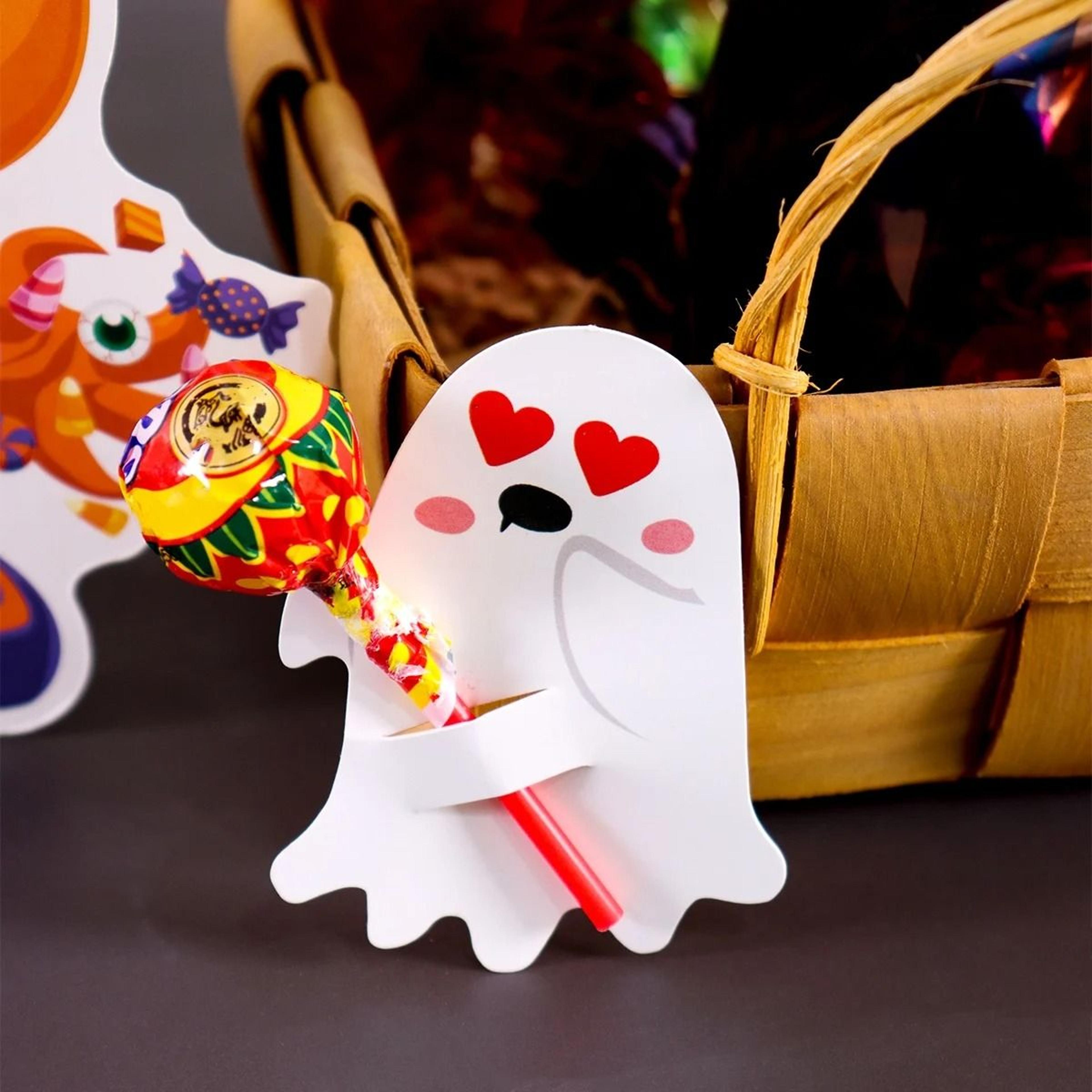 48 Pcs Ghost Lollipop Holder Happy Halloween Lollipop Decoration Paper Cards Trick Or Treat Candy P 1