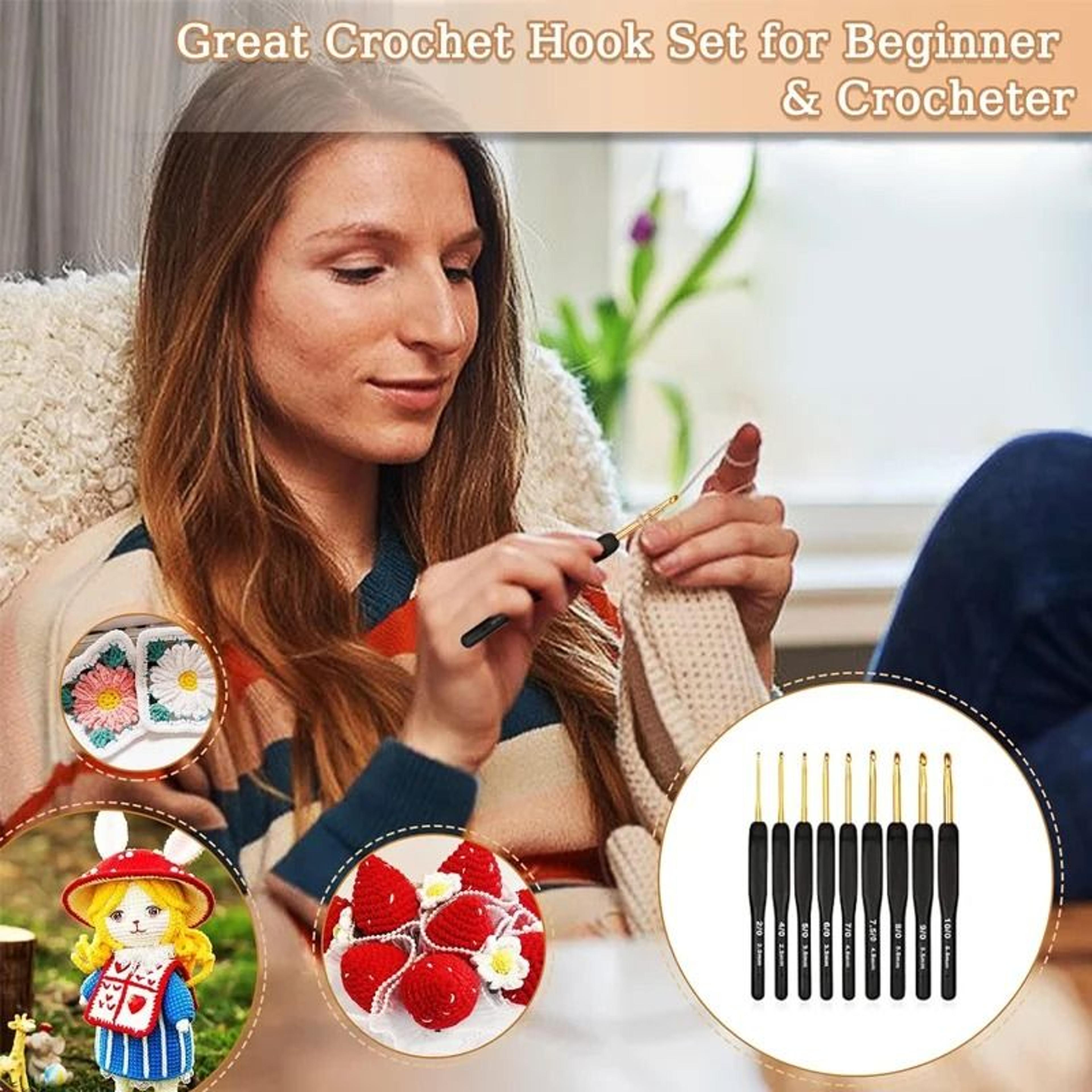 008024in Black Gold Crochet Hooks Ergonomic Soft Grip Needles Set For Arthritic Hands 3