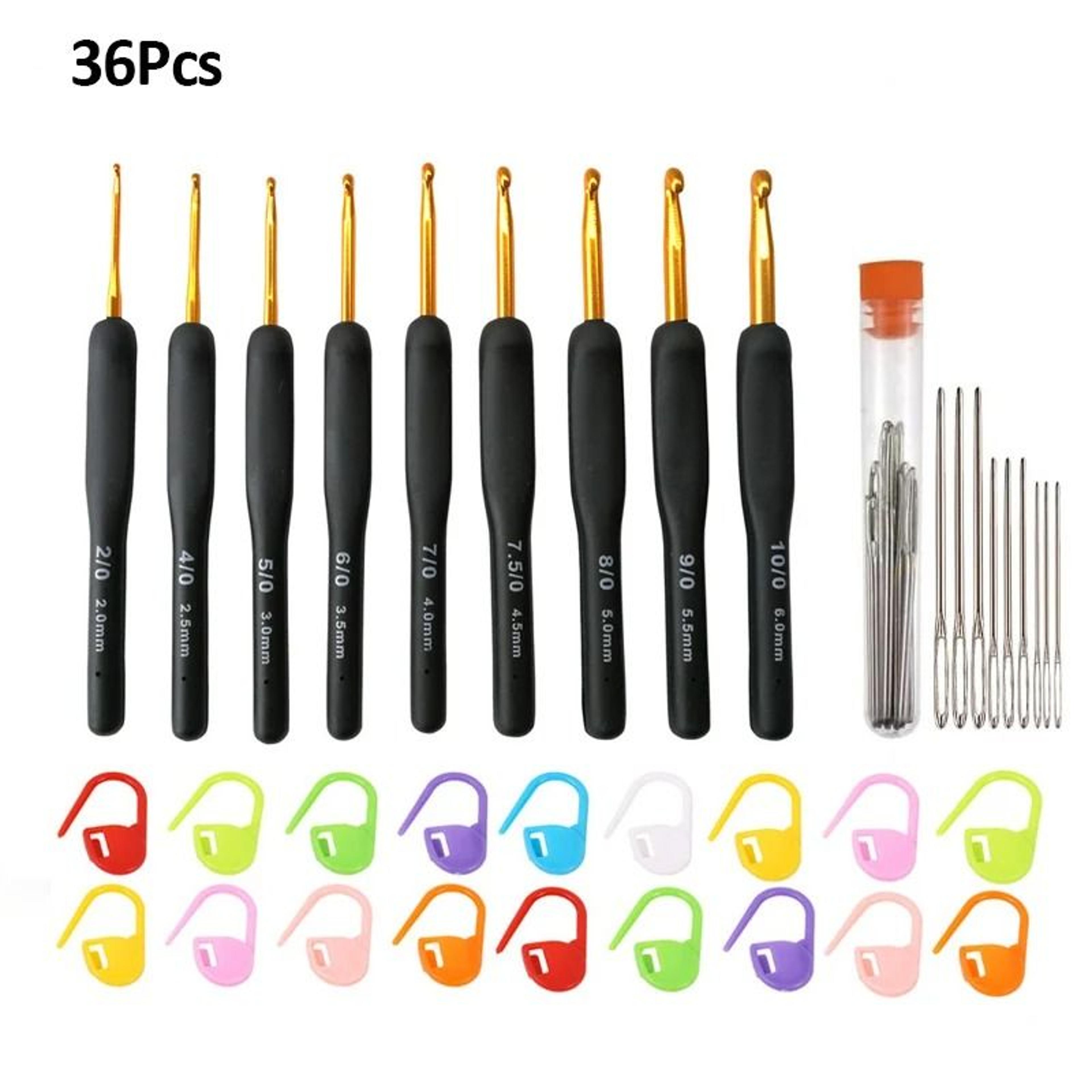 008024in Black Gold Crochet Hooks Ergonomic Soft Grip Needles Set For Arthritic Hands 6