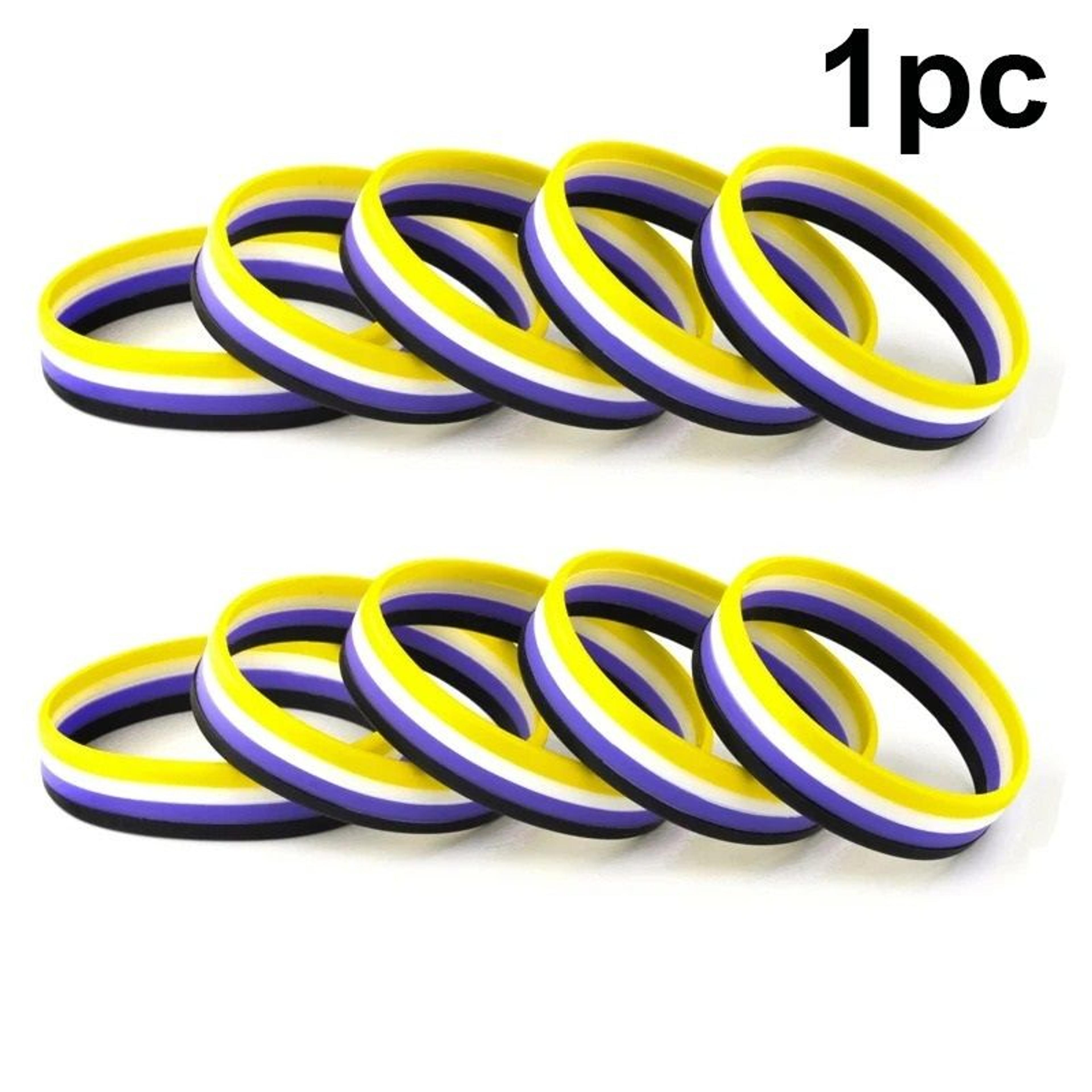 1 piece nonbinary lgbt pride rainbow pansexual asexual genderqueer bisexual silicone wristband bracelet