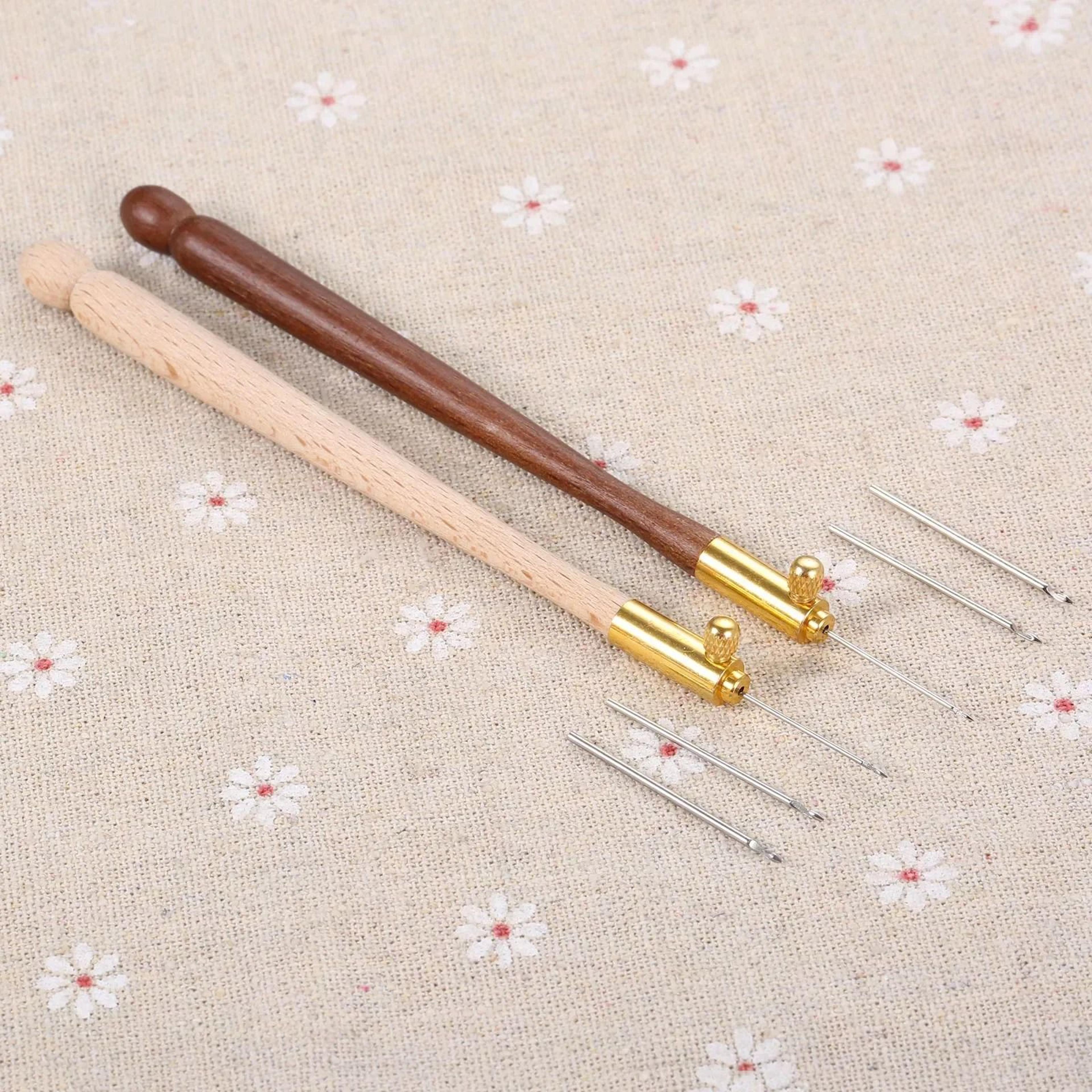 Tambour Crochet Hook Set With Handle And 3 Needles For Luneville Bead Embroidery 5