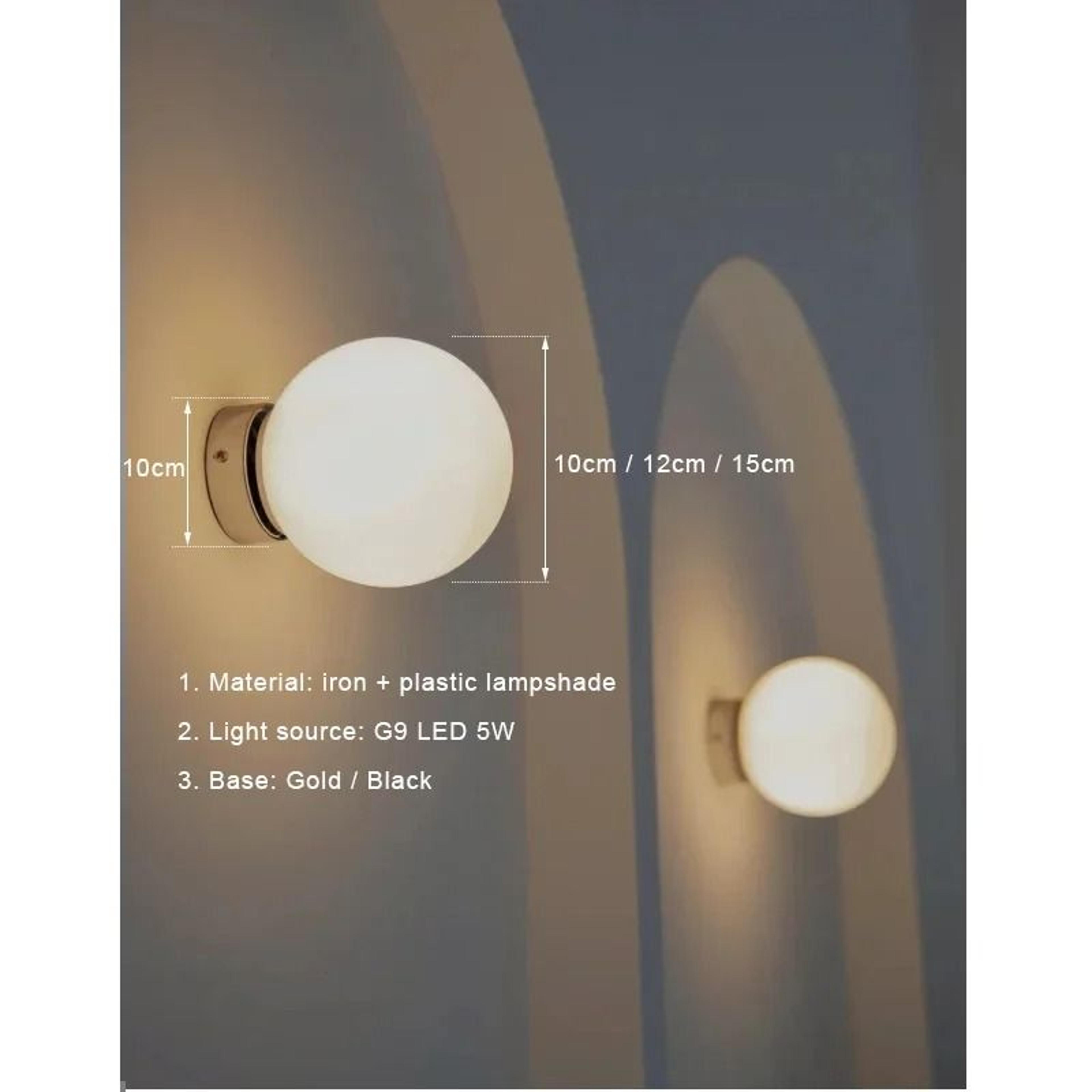 Modern Spherical Plastic LED Wall Sconce Lamp For Bedroom Living Room And Hallway 6