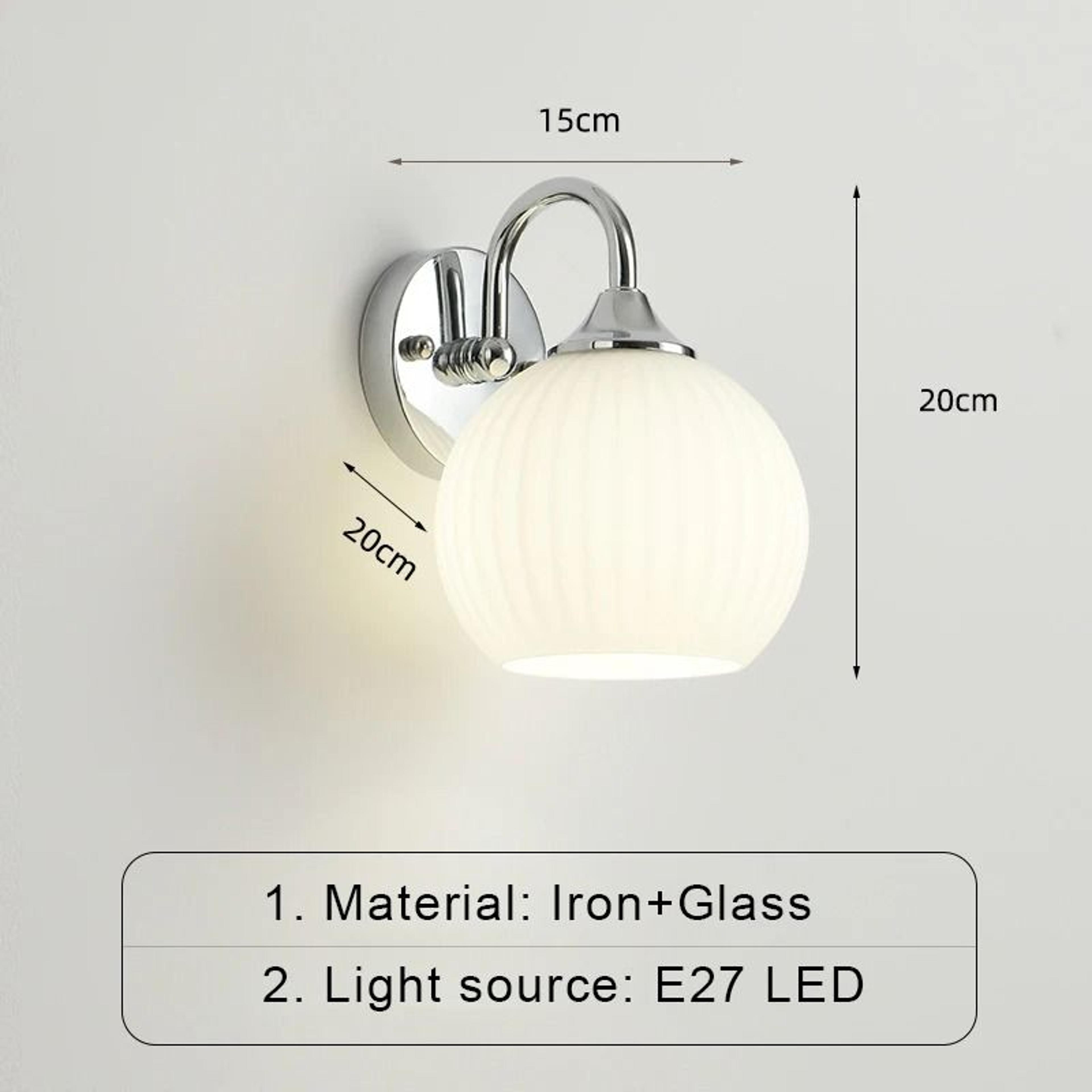 Modern Nordic Glass Globe LED Wall Sconce Lamp For Bedroom Living Room And Hotel Decor 6