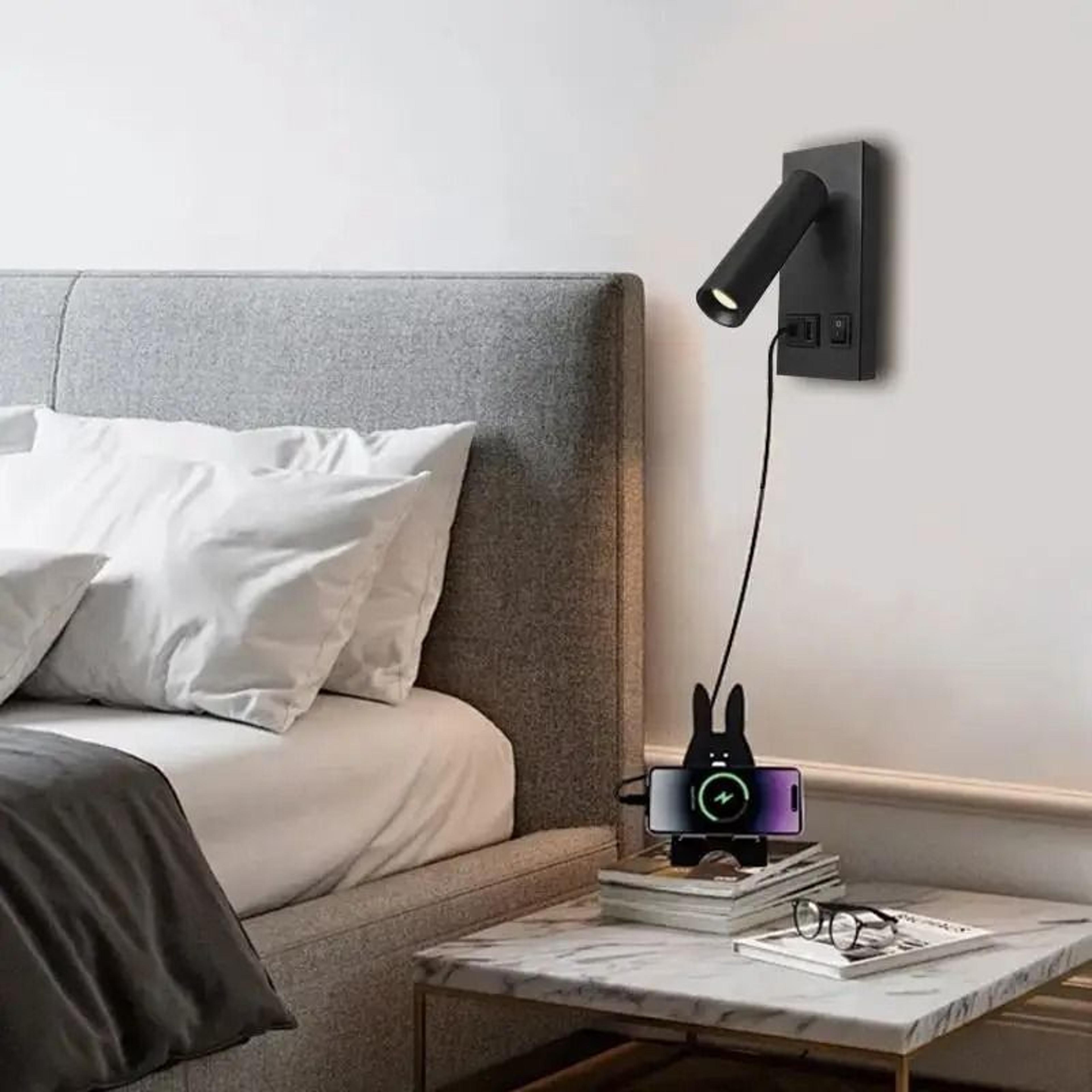 Modern Bedside LED Wall Lamp With Adjustable Spotlight And BuiltIn USB And TypeC Charging Ports 2