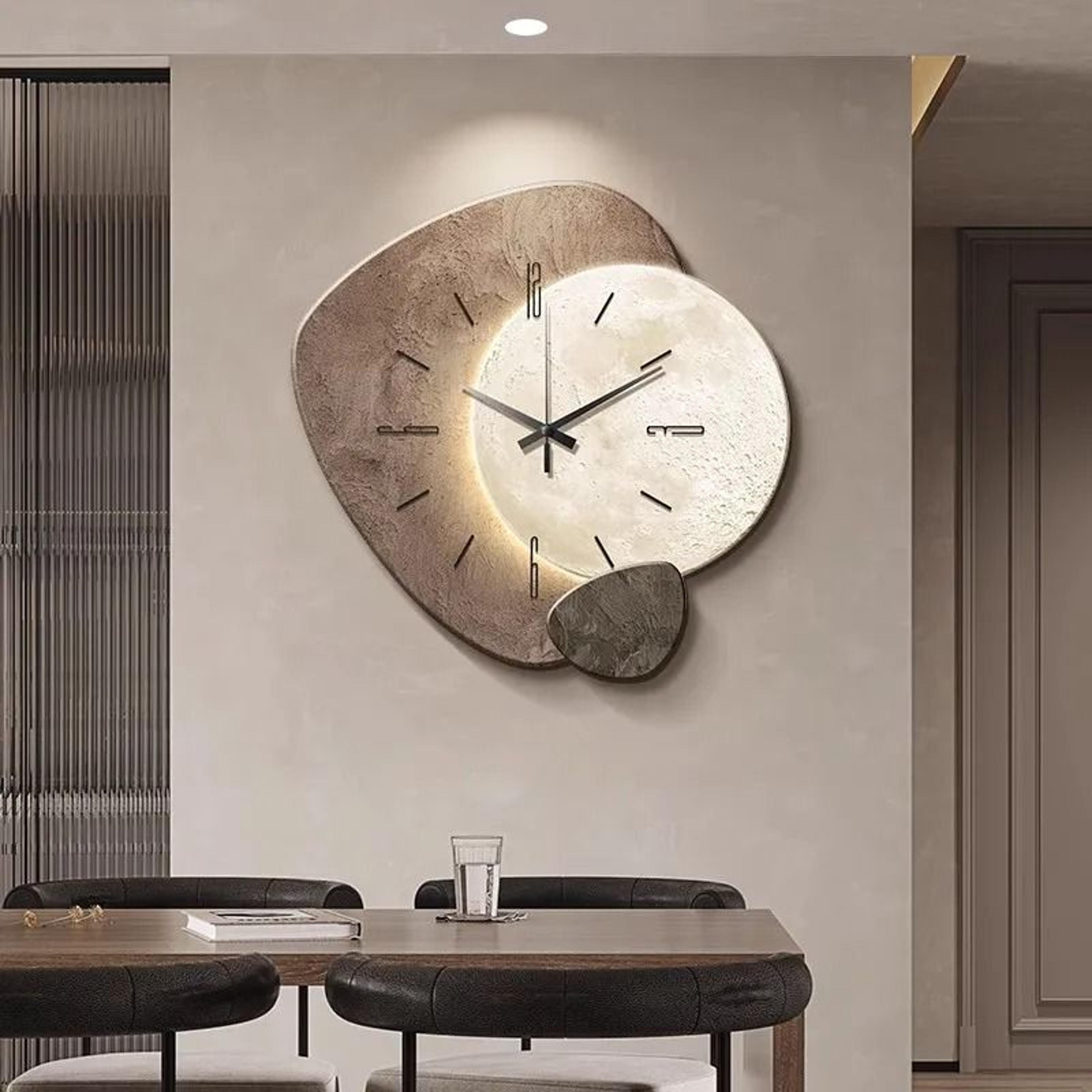 Modern Minimalist Lucky Stone Wall Clock With Silent Movement For Living Room And Dining Room 1